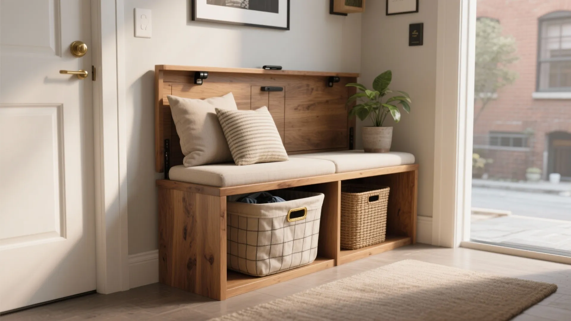 5. Dual-Function Benches with Hamper