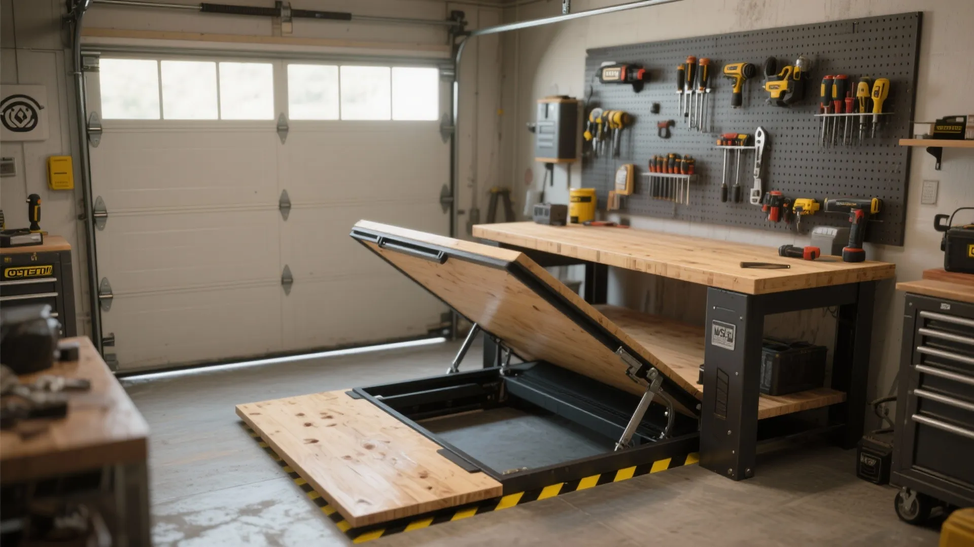 5. Dual-purpose bench + lift — the ultimate small-space hack