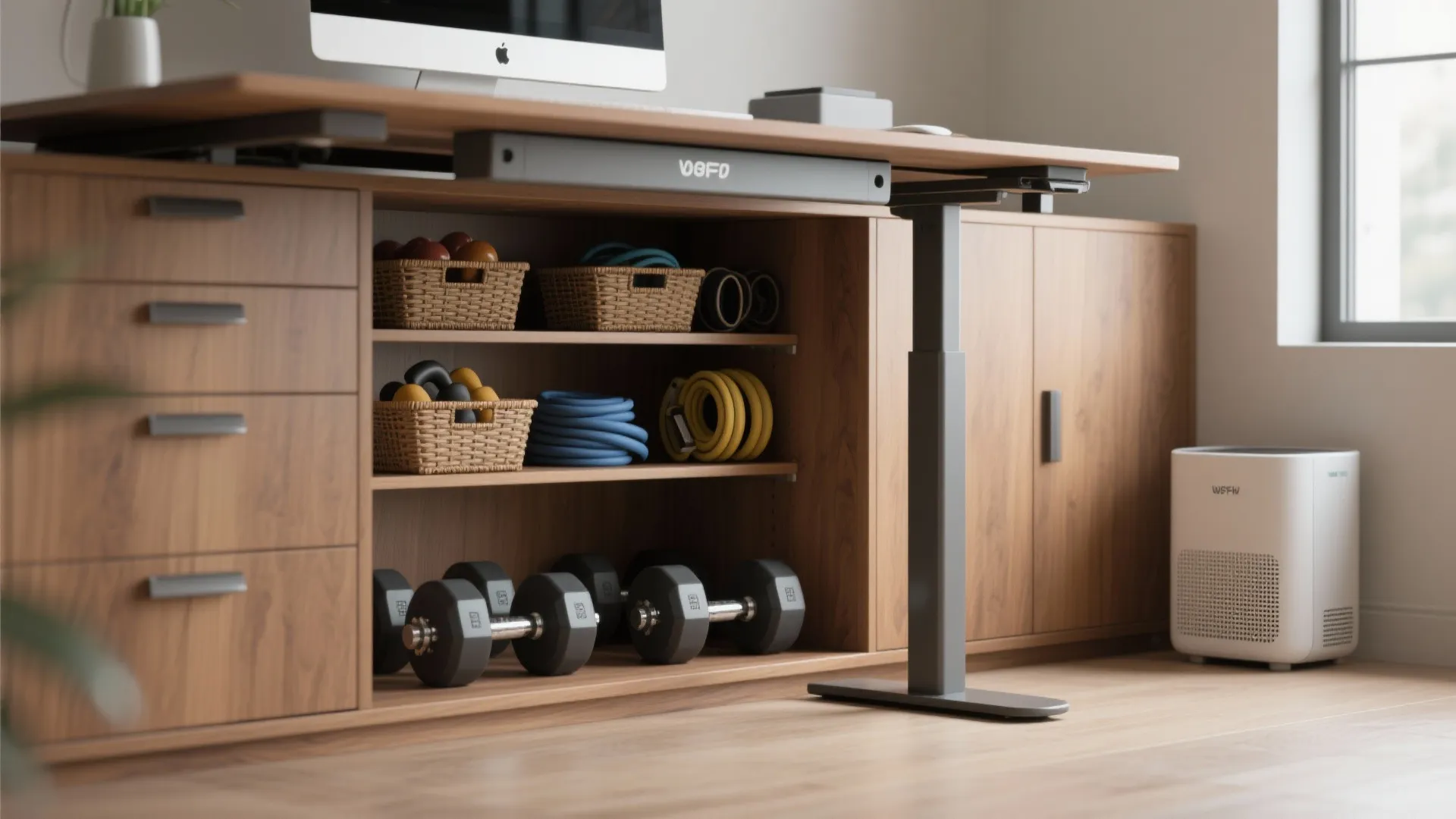 2. Dual-purpose desk and storage