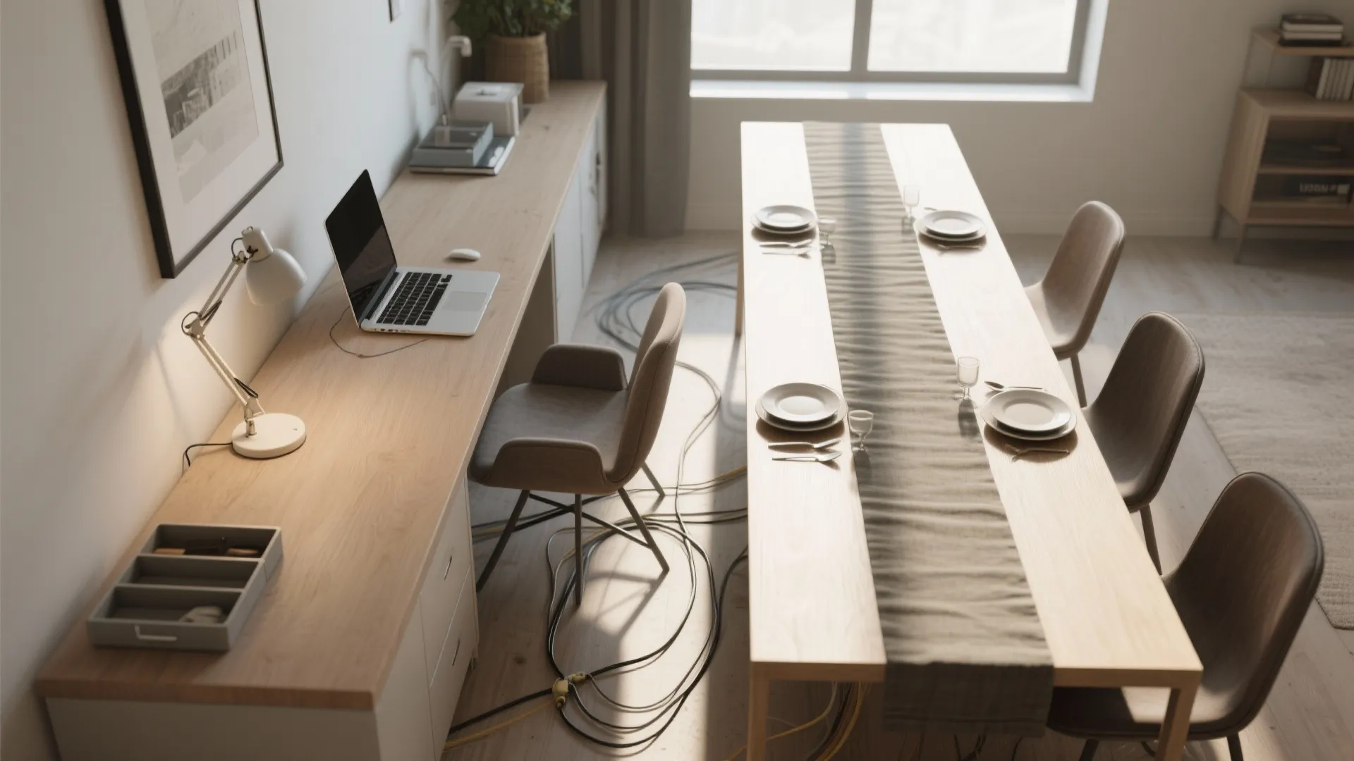 4. Dual-purpose: dining by day, desk by night