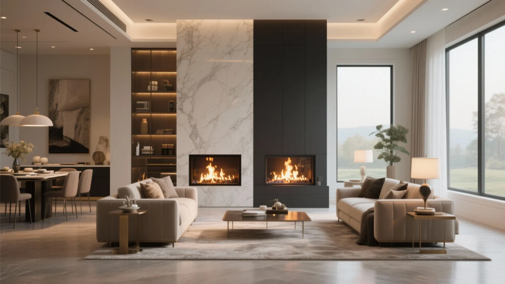 5. Dual-Sided Fireplace