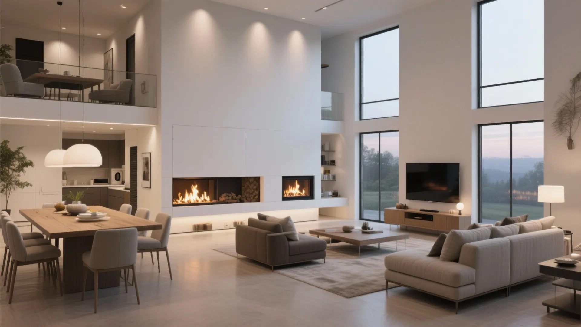 7. Dual-Faced Fireplace Between Zones