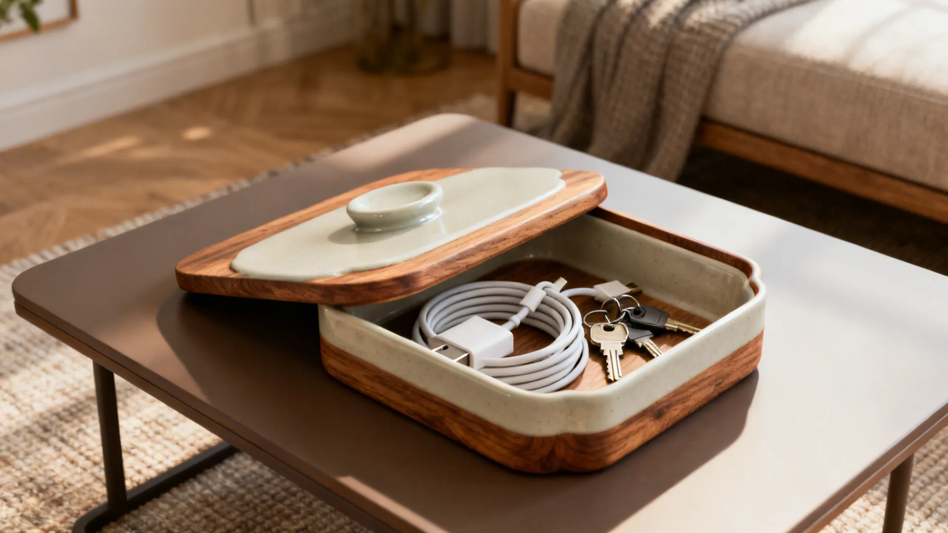 5. Dual-function trays that hide clutter