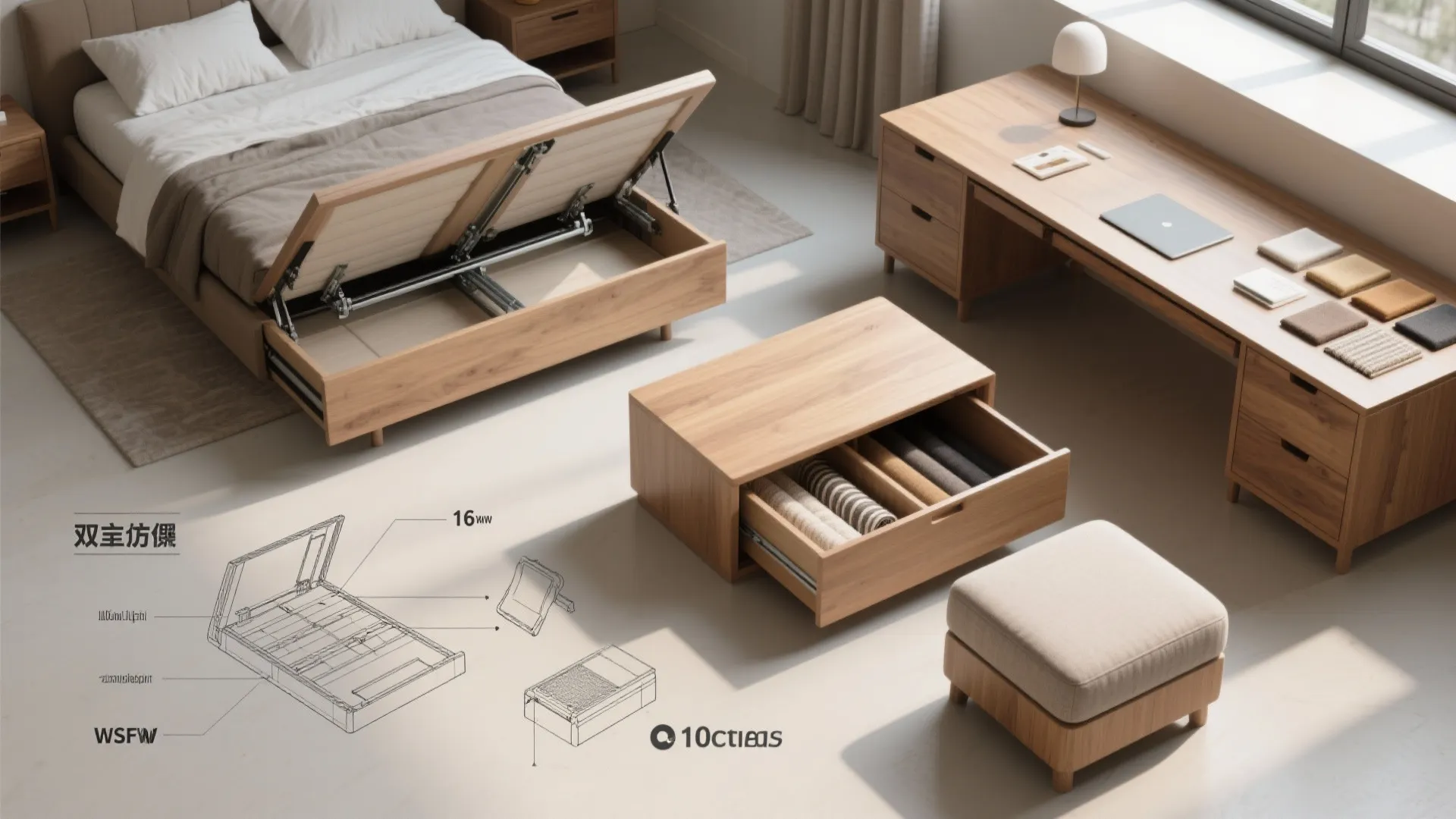 2. Choose dual-purpose furniture