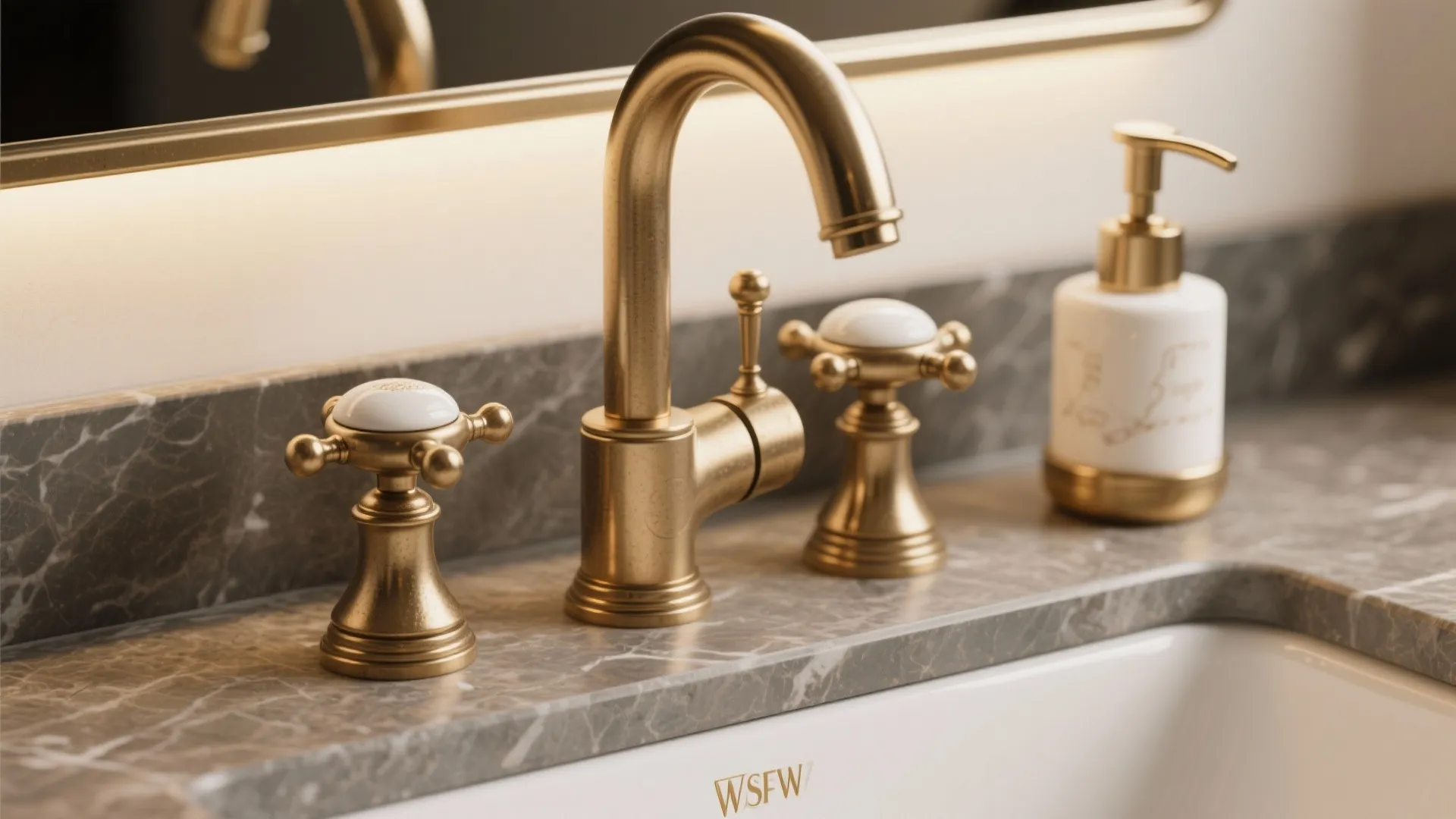 2. Dual-handle hot/cold with soap dispenser