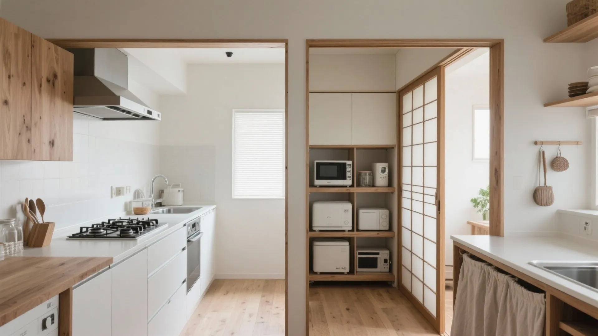 Tips 2: キッチンは“音と匂い”で分ける（日式風格 × 収納技巧）