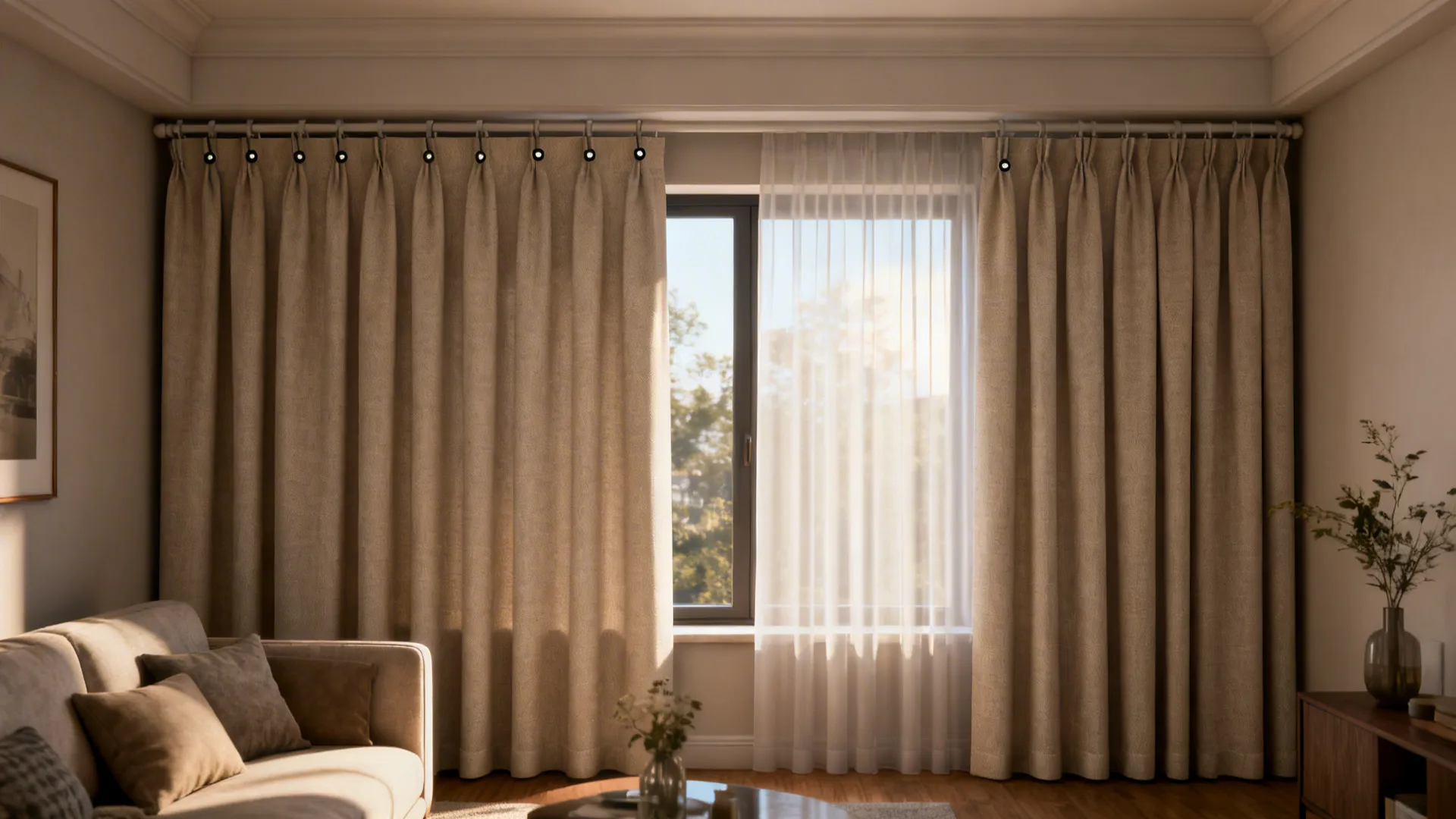 3. Light-blocking top with sheer bottom (dual-layer)