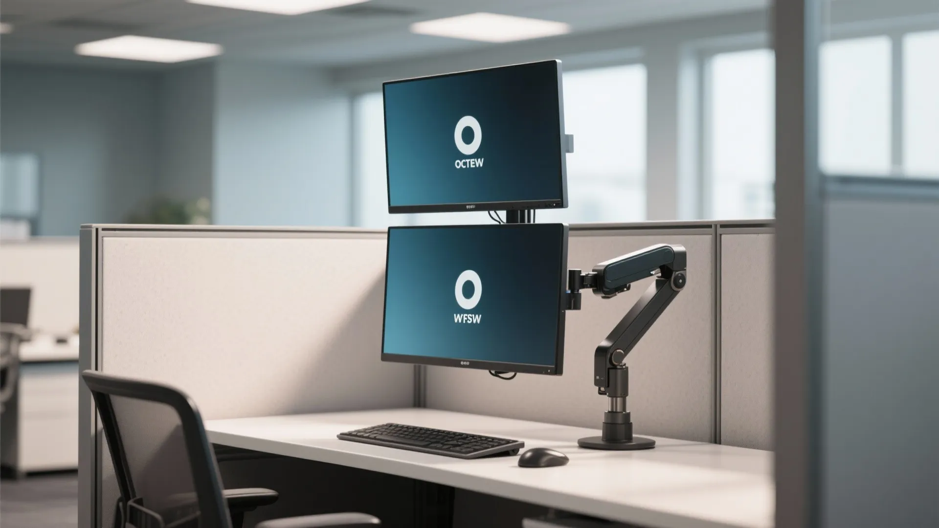 8. Compact Dual-Monitor Arm
