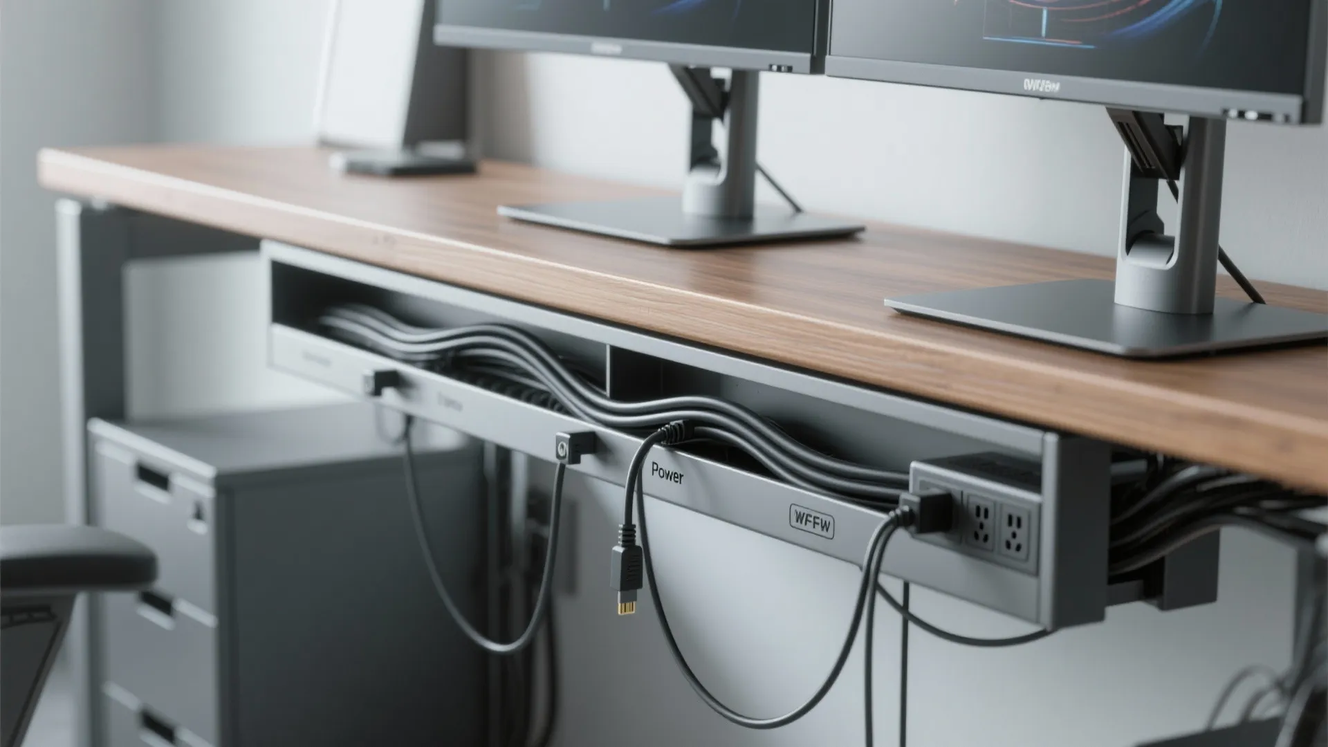 4. Dual monitors, single cable management