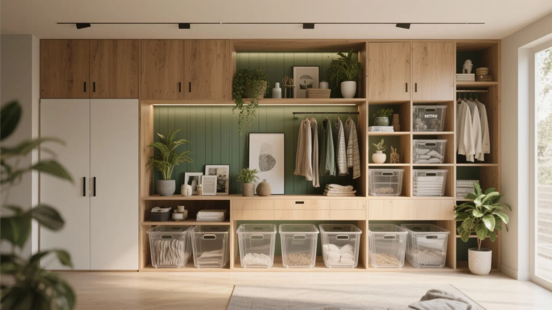 5. Dual-Purpose Zones with Clear Containers