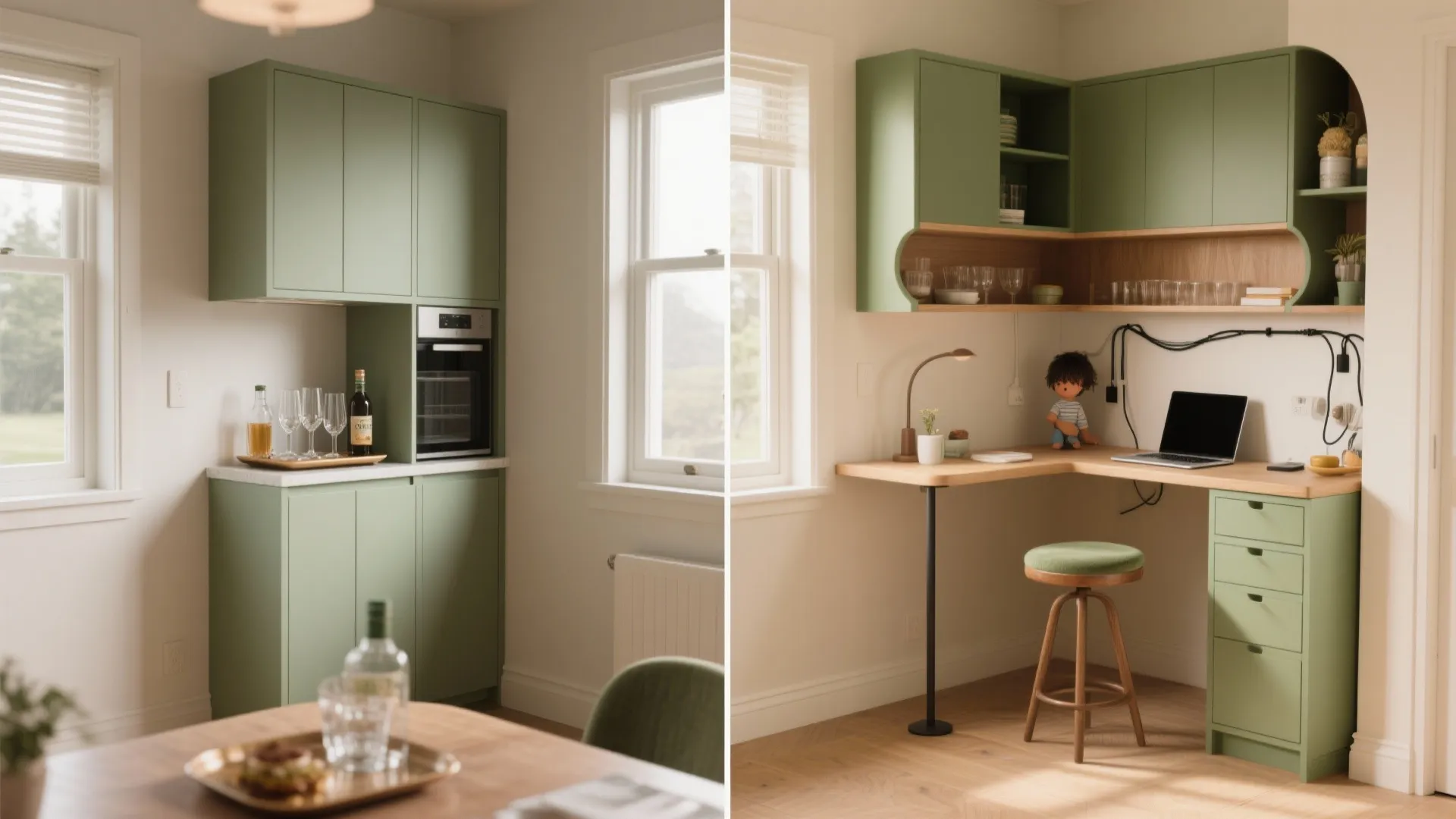 5. Dual-Purpose Corner: Mini Bar or Compact Workspace