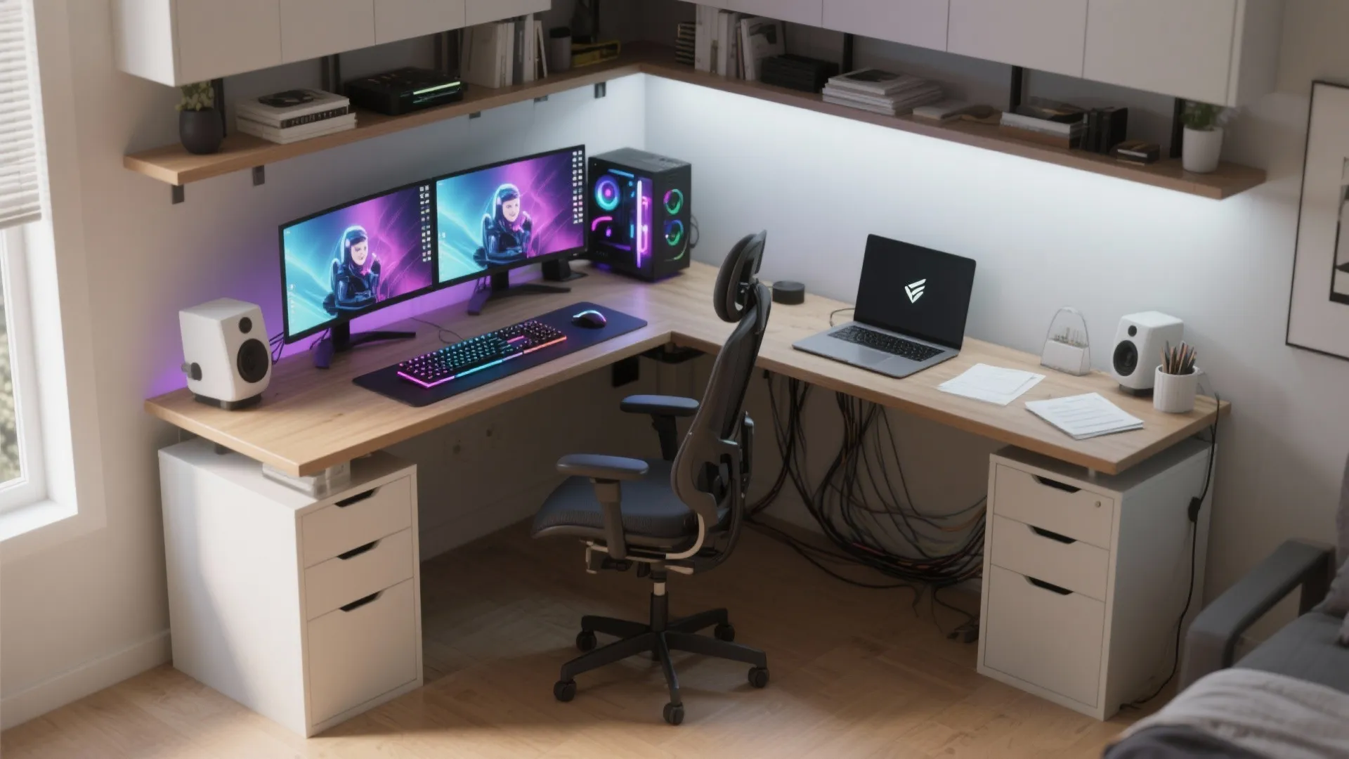 1. Dual-Purpose Desk Setup