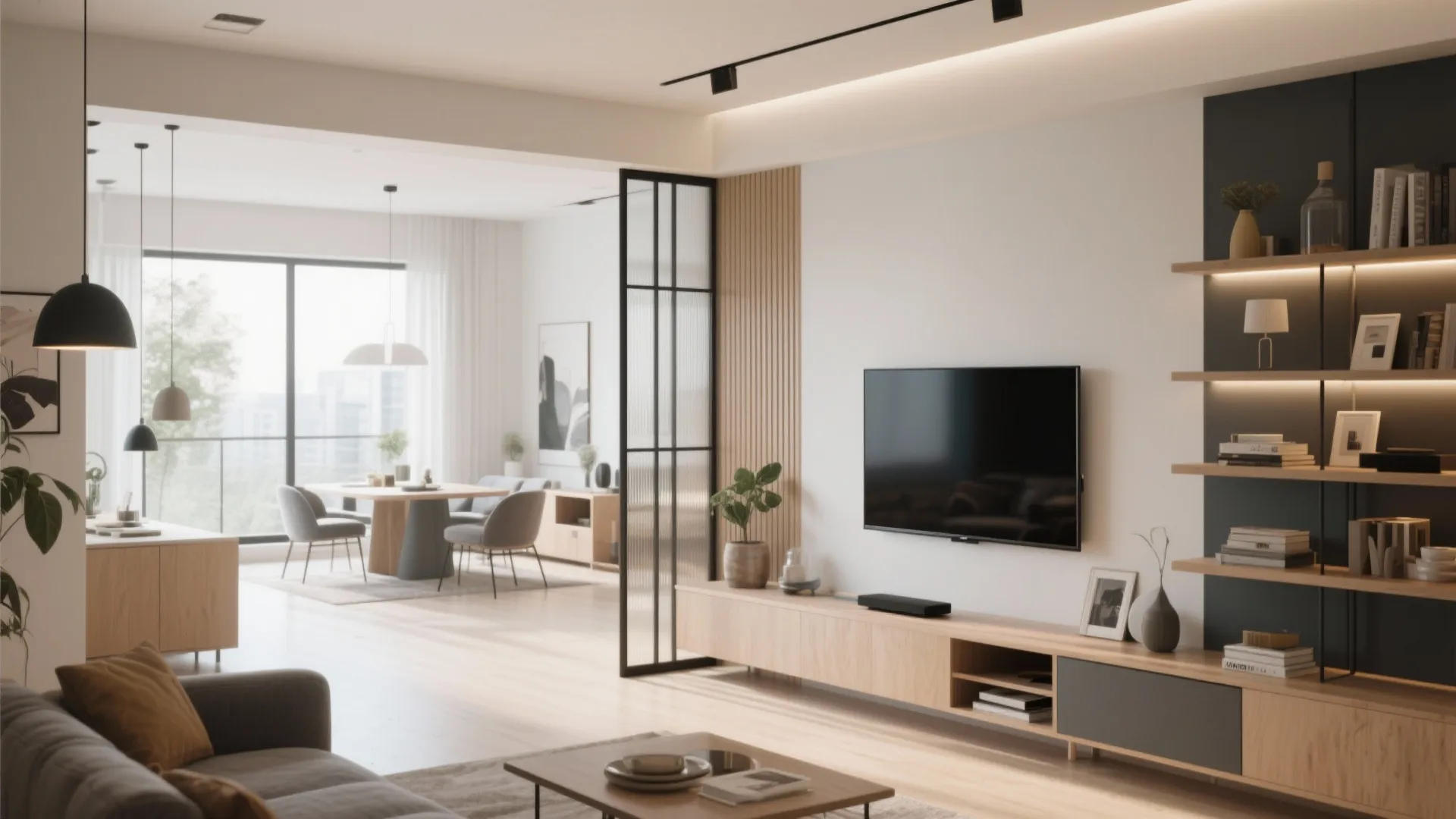 8. Dual-Purpose Divider with TV