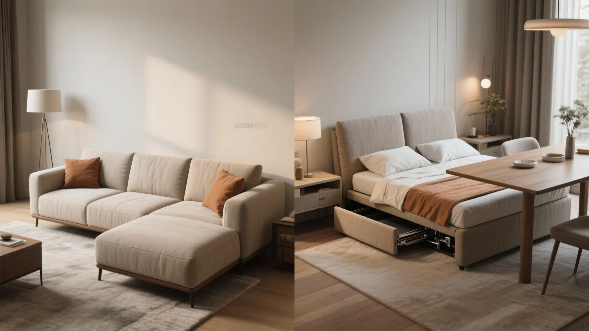 Dual-purpose loveseat that transforms