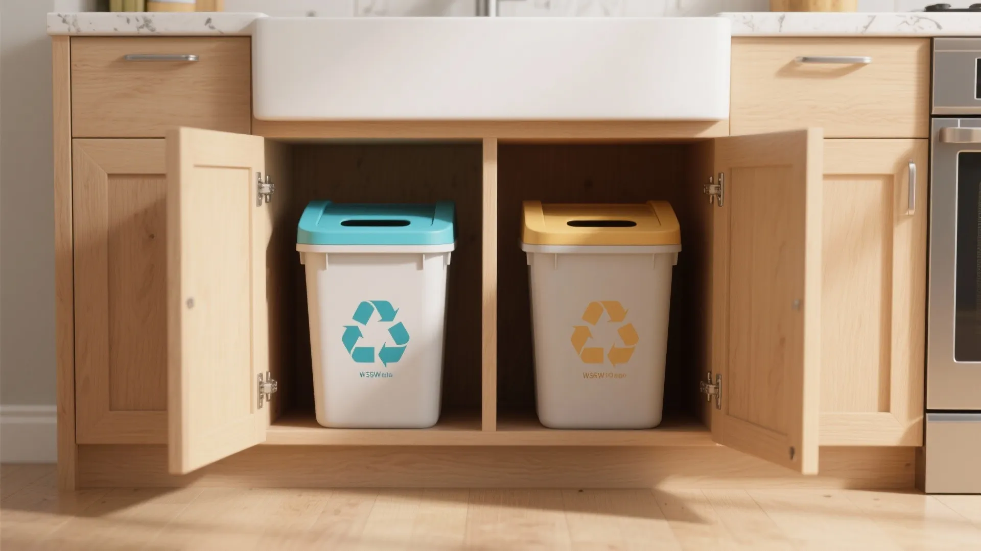 2. Dual-compartment recycling stations