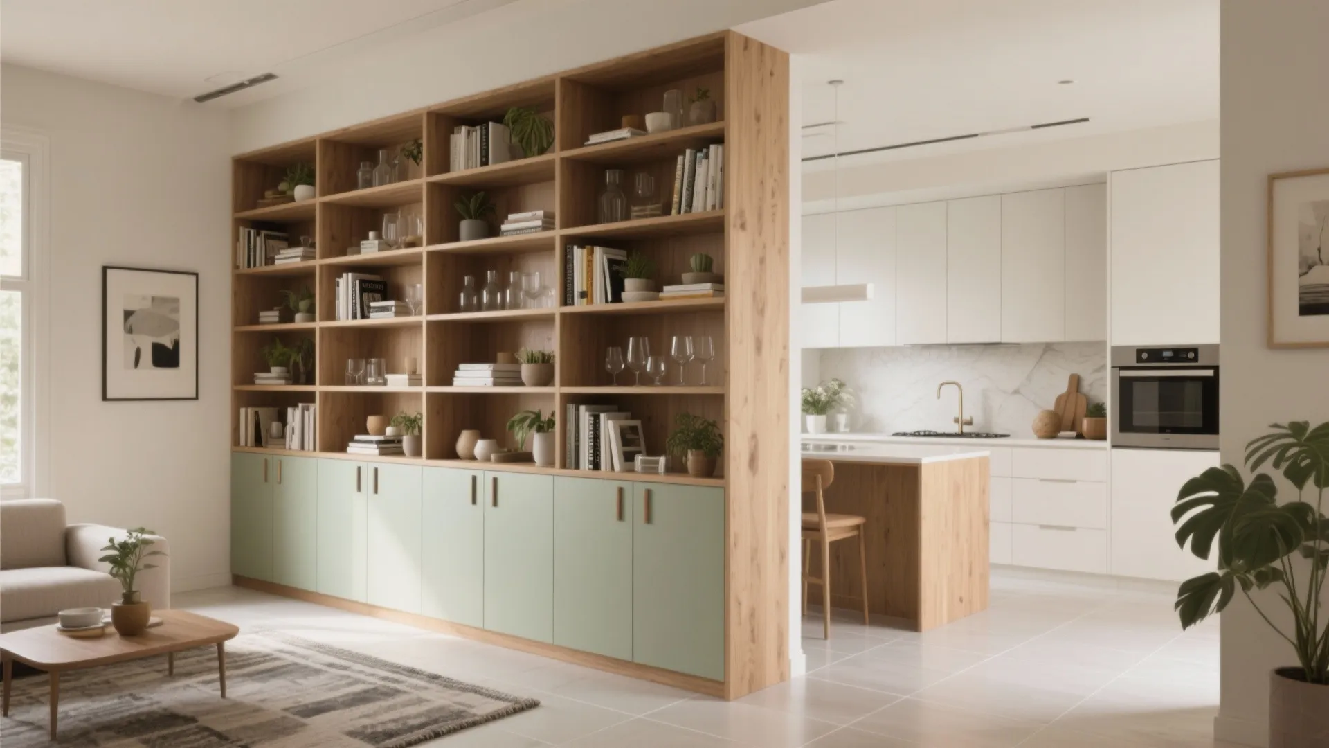 Double-Sided Storage Wall or Open Bookcase