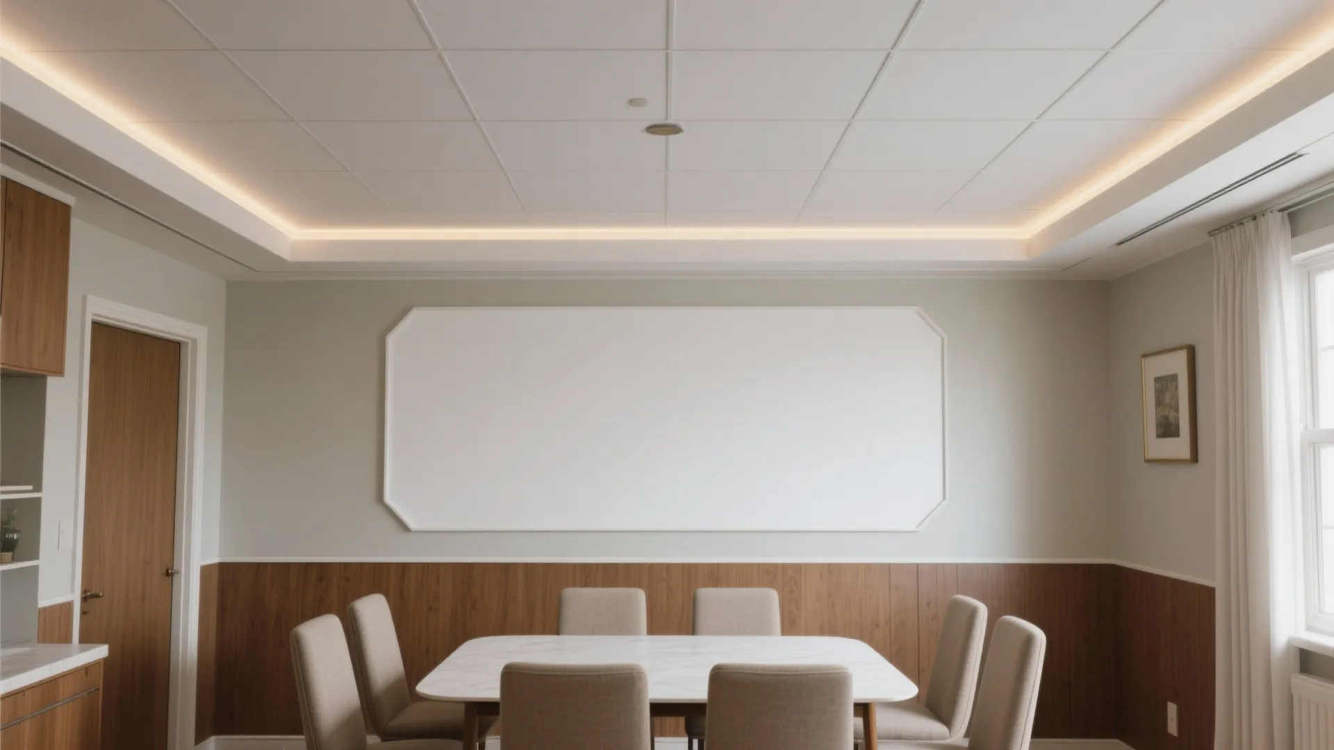 Dual-Tone Ceiling Panels to Lift Low Rooms