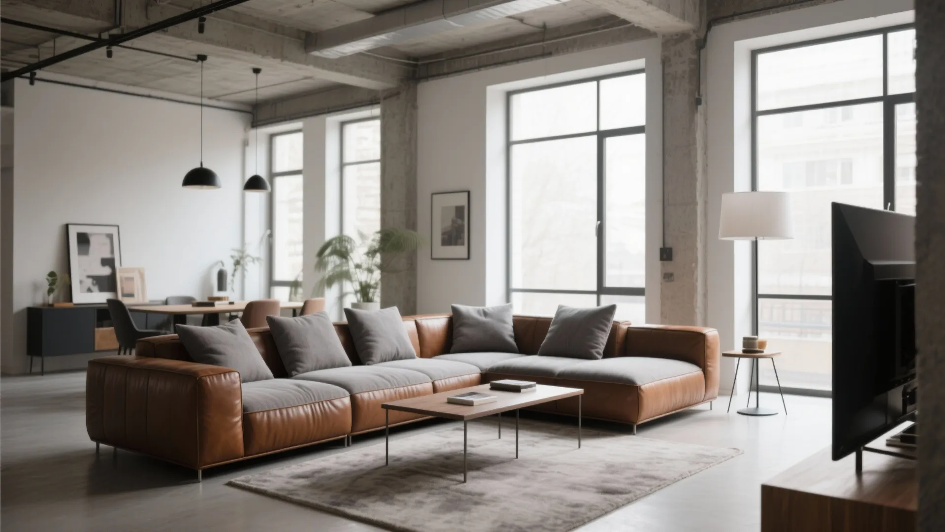 3. L-Shaped Sofa in Dual Tones