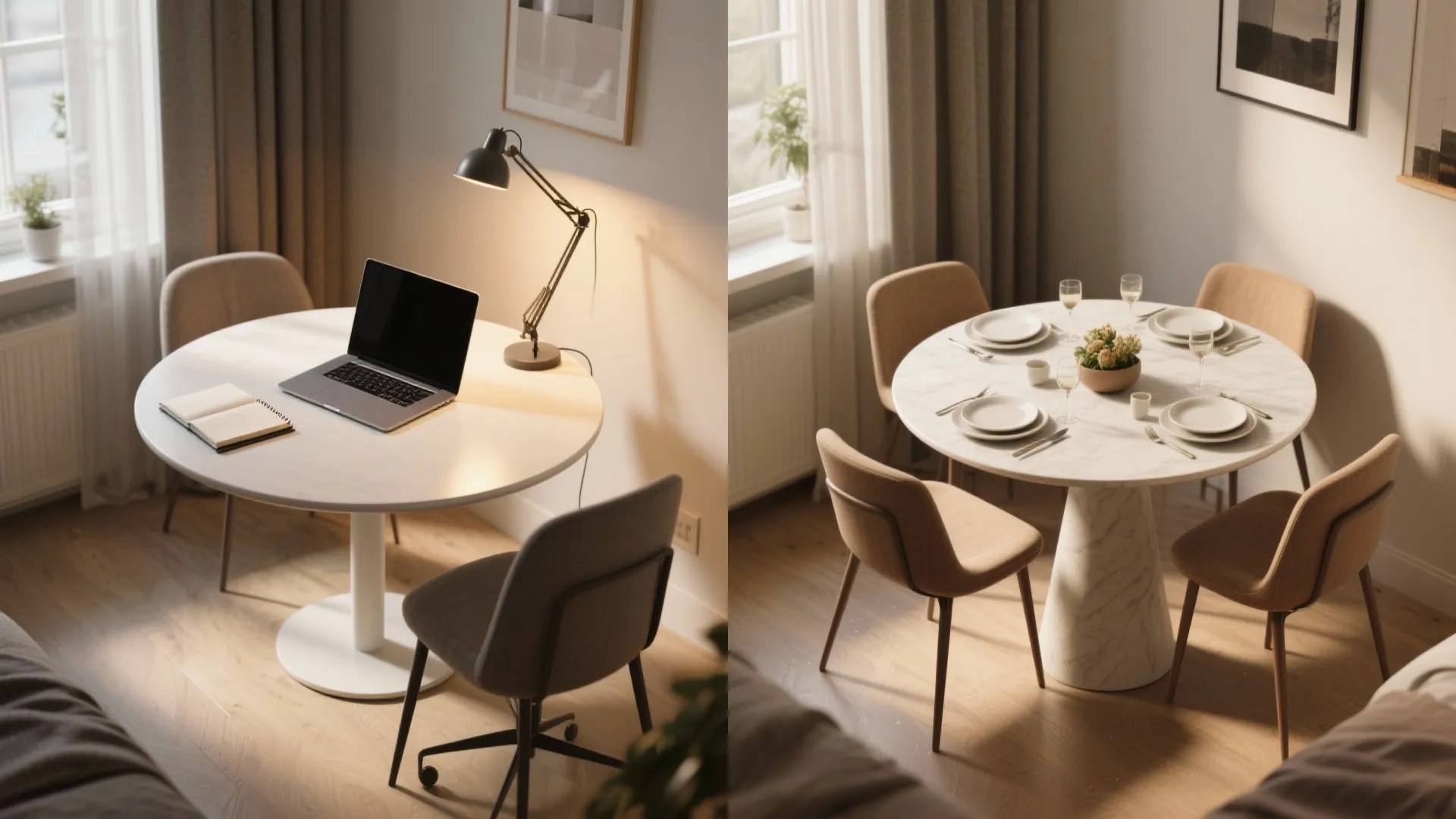 5. Dual-use table: dining by day, desk by night