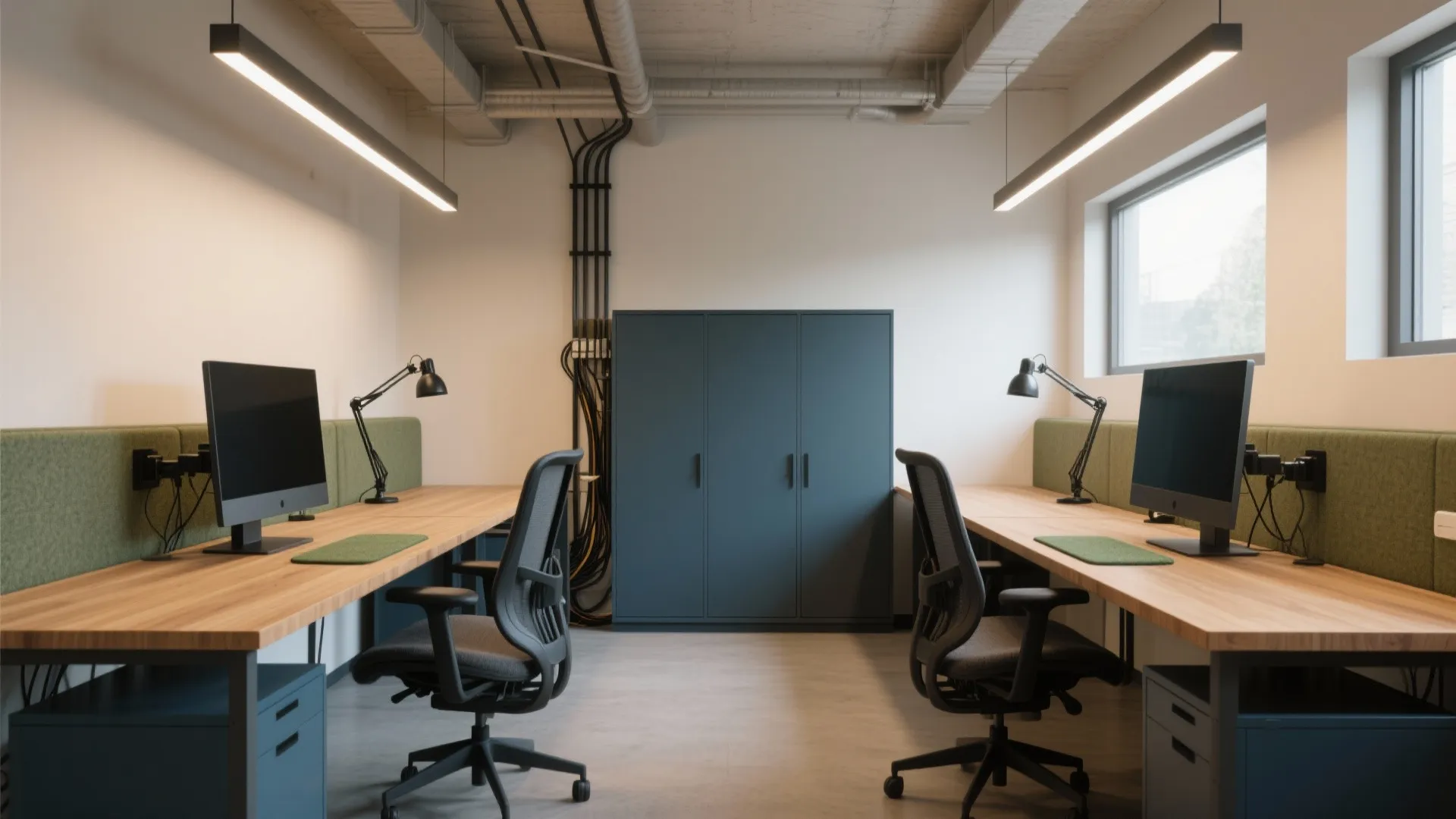 Double-Desk Configuration for Shared Study Rooms