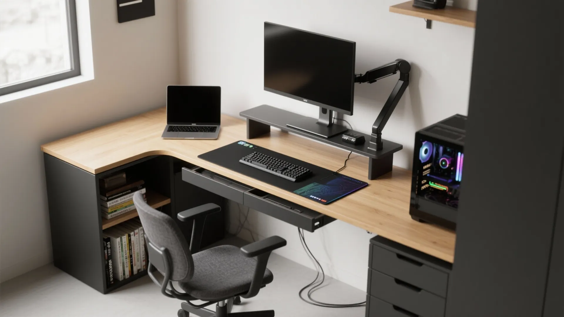 Dual-purpose workstation that shifts from study to CoD