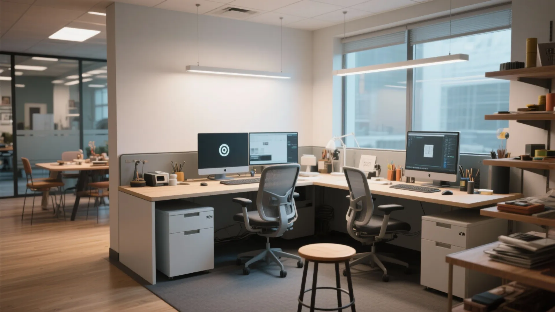 2. Dual-Zone L: Work and Collaborative Space