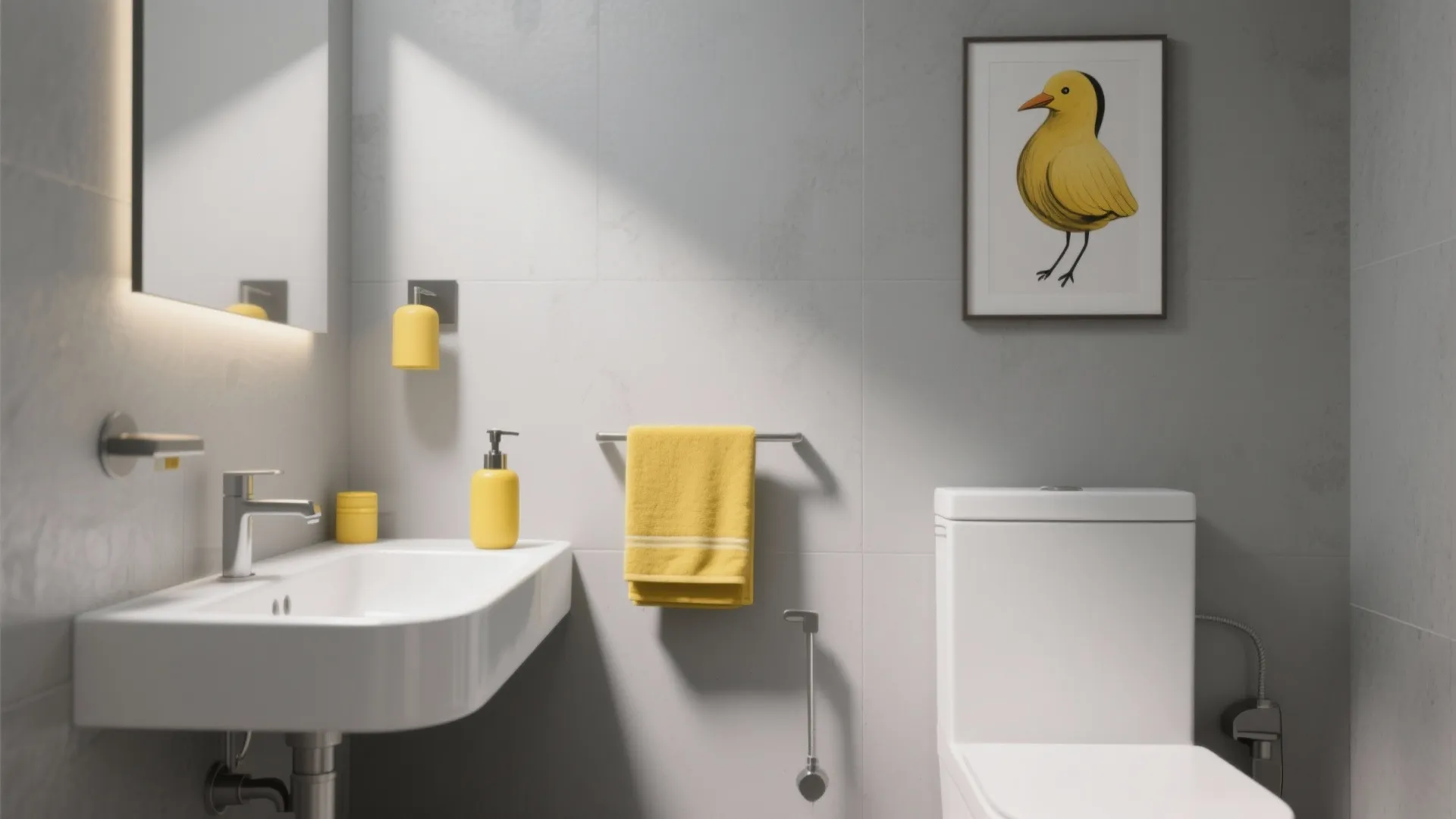 9. Monochrome Palette with a Splash of Canary