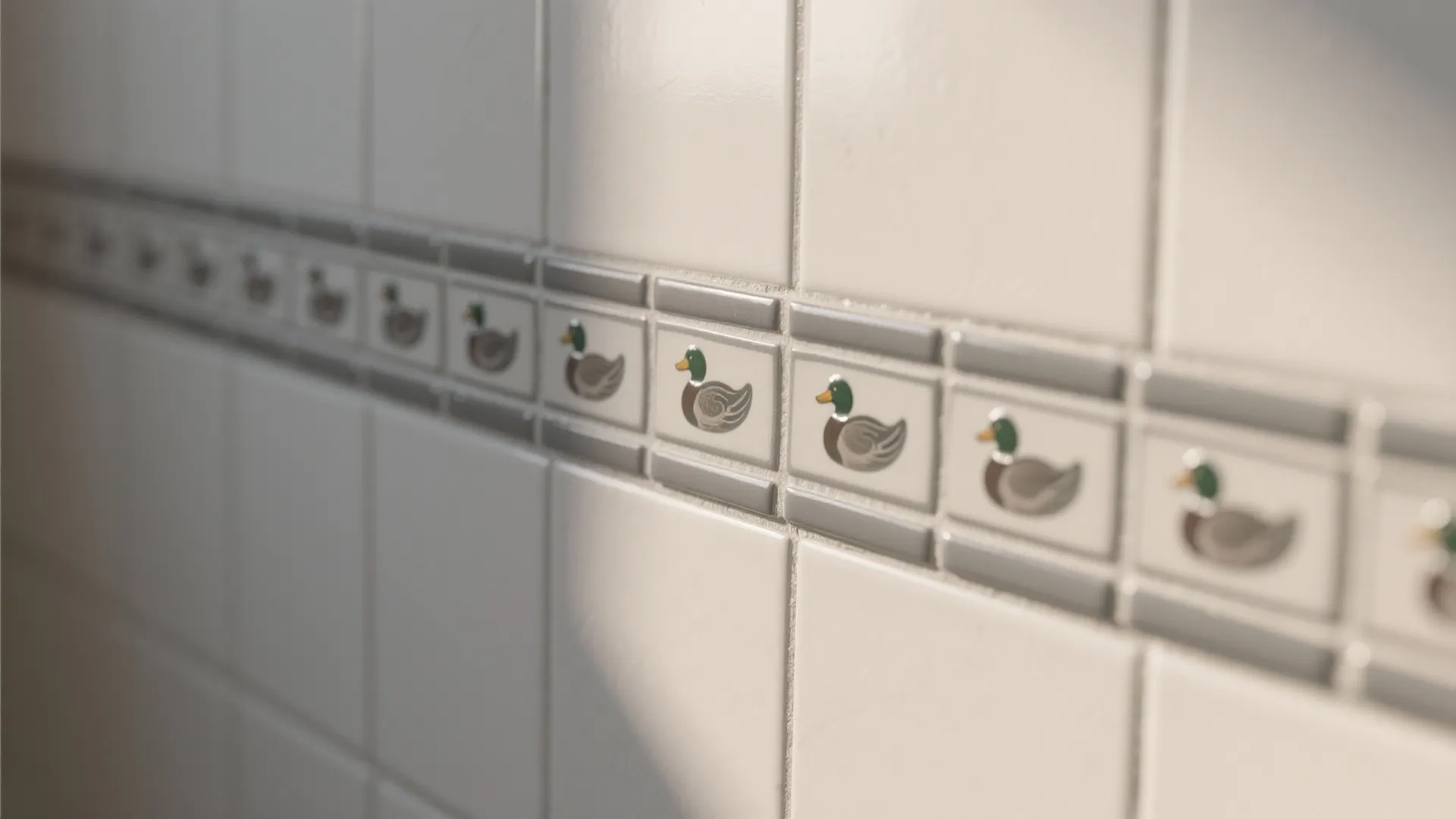 1. Subtle Tile Accent with Duck Motifs