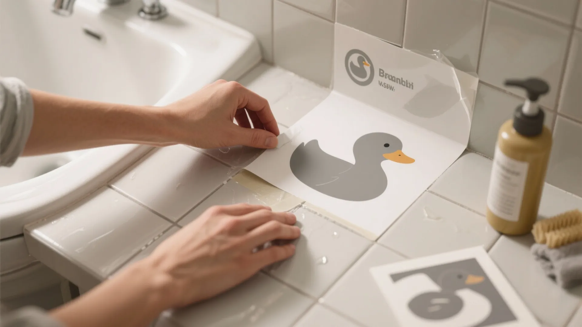 6. Duck-Themed Tile Decals for a Quick Refresh