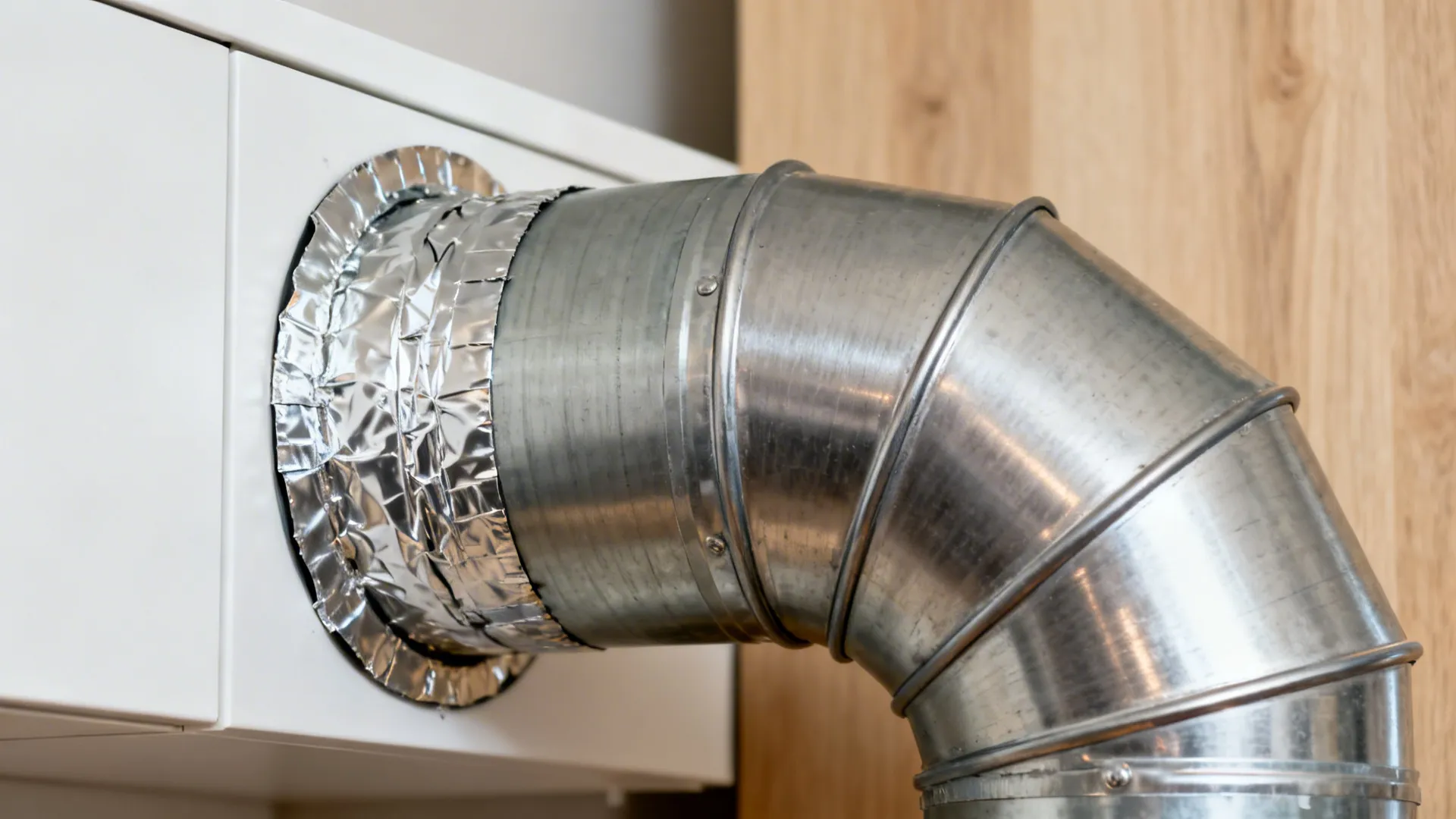 Low-profile side-exhaust chimney above an L-shaped counter