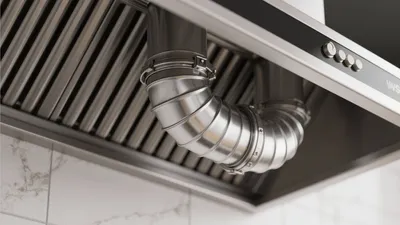 Modern Kitchen Exhaust Hood with Stainless Steel Ducting