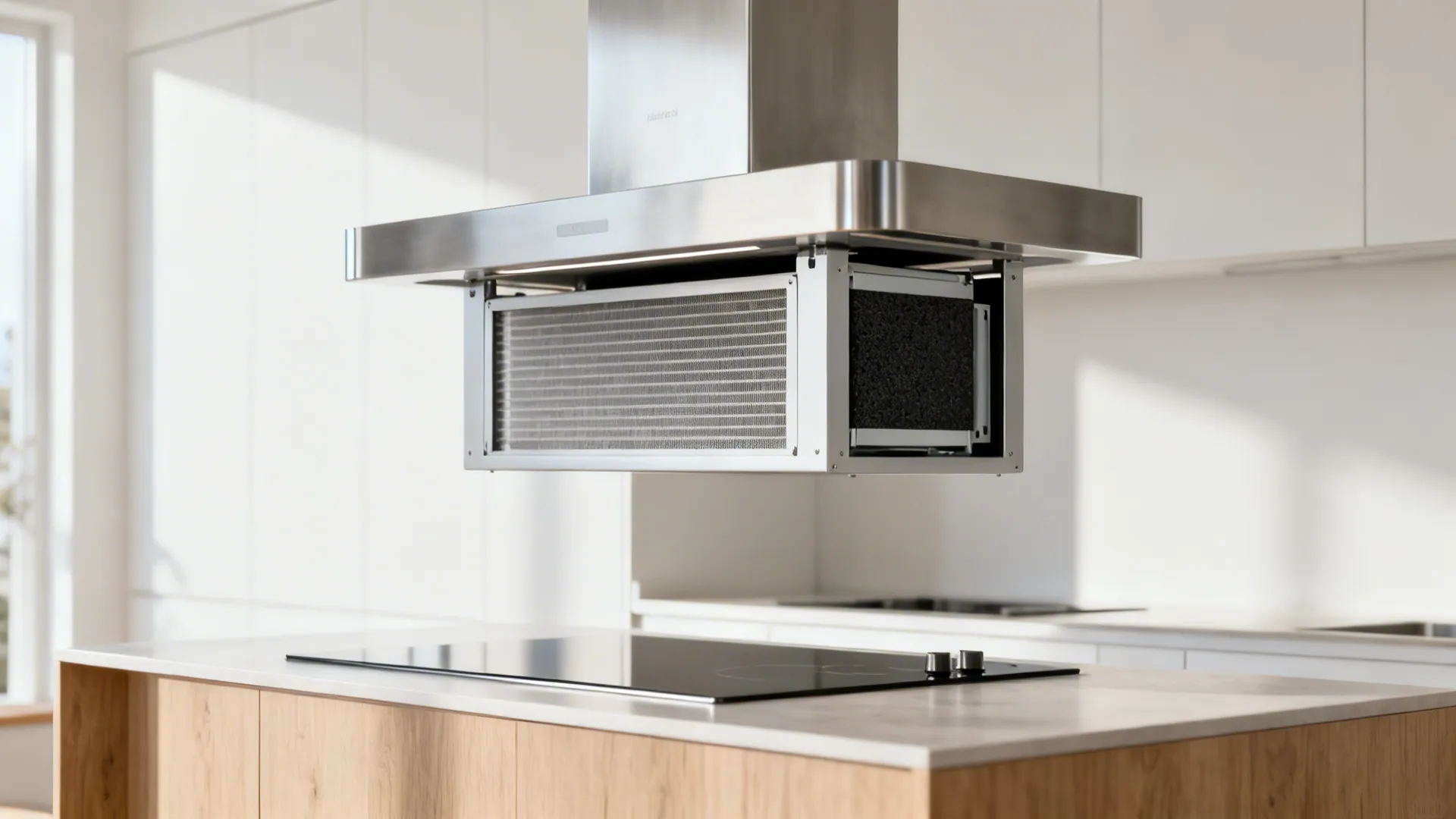 Slim Island Chimney With Recirculating Filter (Ductless)