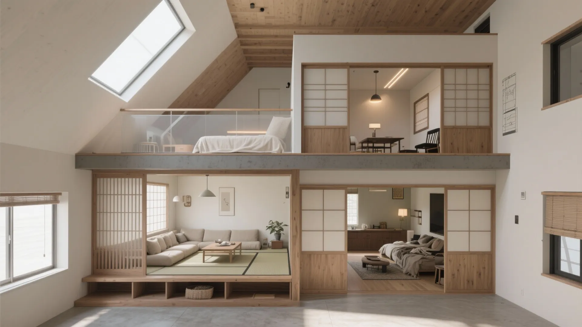 1LDK×2で整える上下のゾーニング（日式風格の落ち着き）