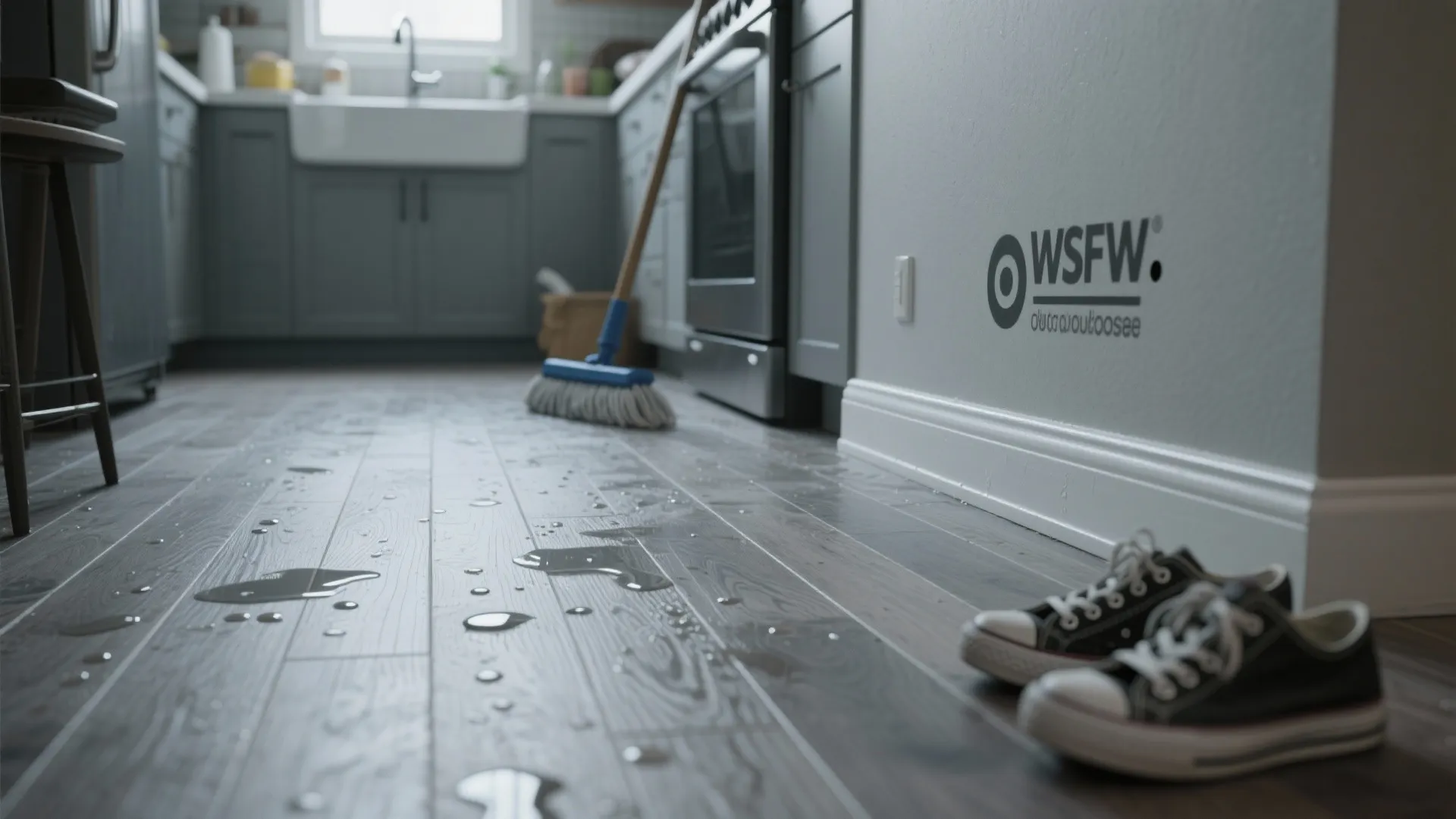 5. Durable engineered gray hardwood for busy households