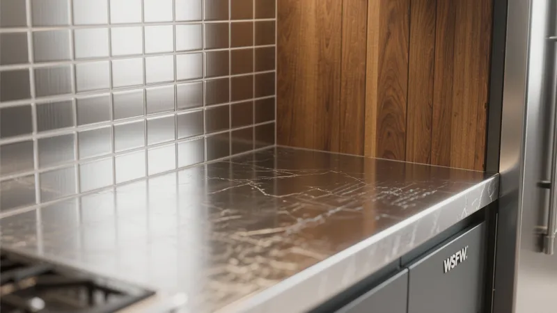 Modern Kitchen Countertop with Marble & Wood Accent