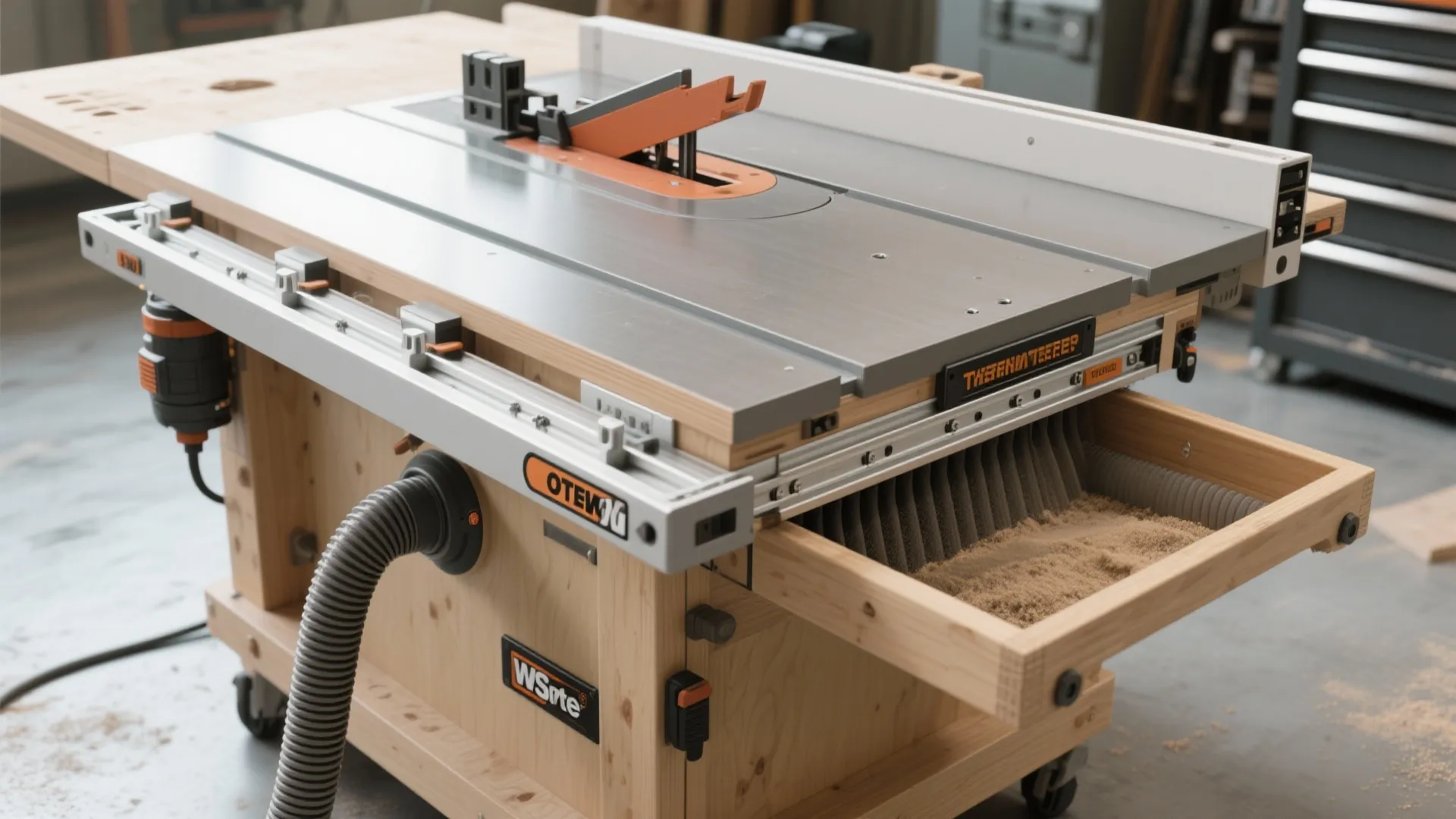 3. Integrated Dust Collection & Sliding Stops