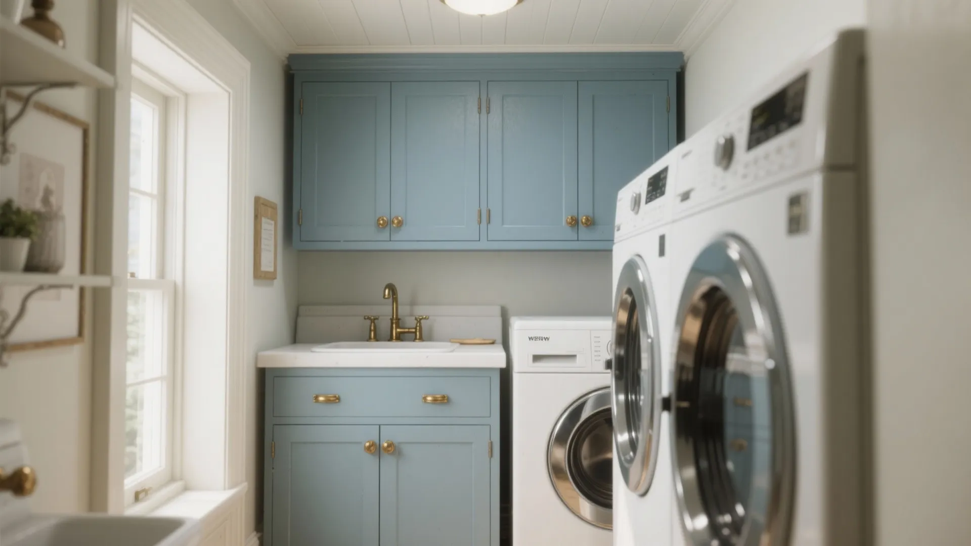 4. Dusty Blue Paired with Antique Brass