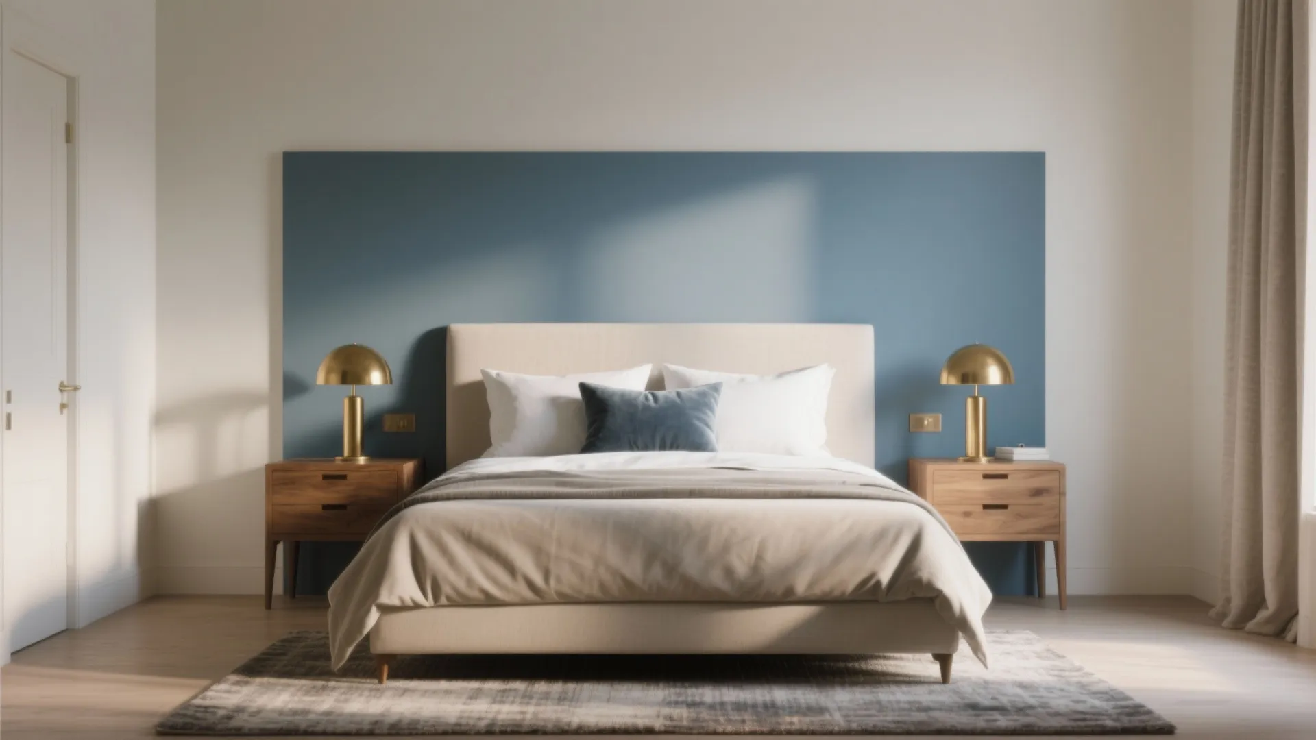Dusty Blue Accent Wall (Serene Focus)