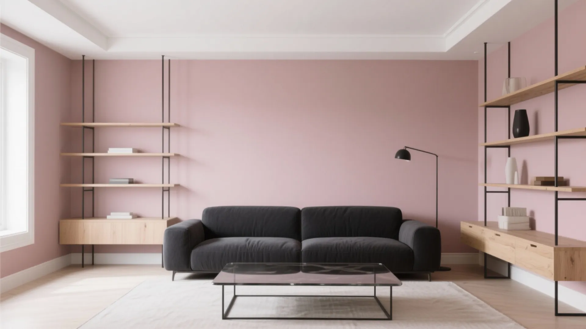 Dusty Rose + Charcoal Contrast Living Room