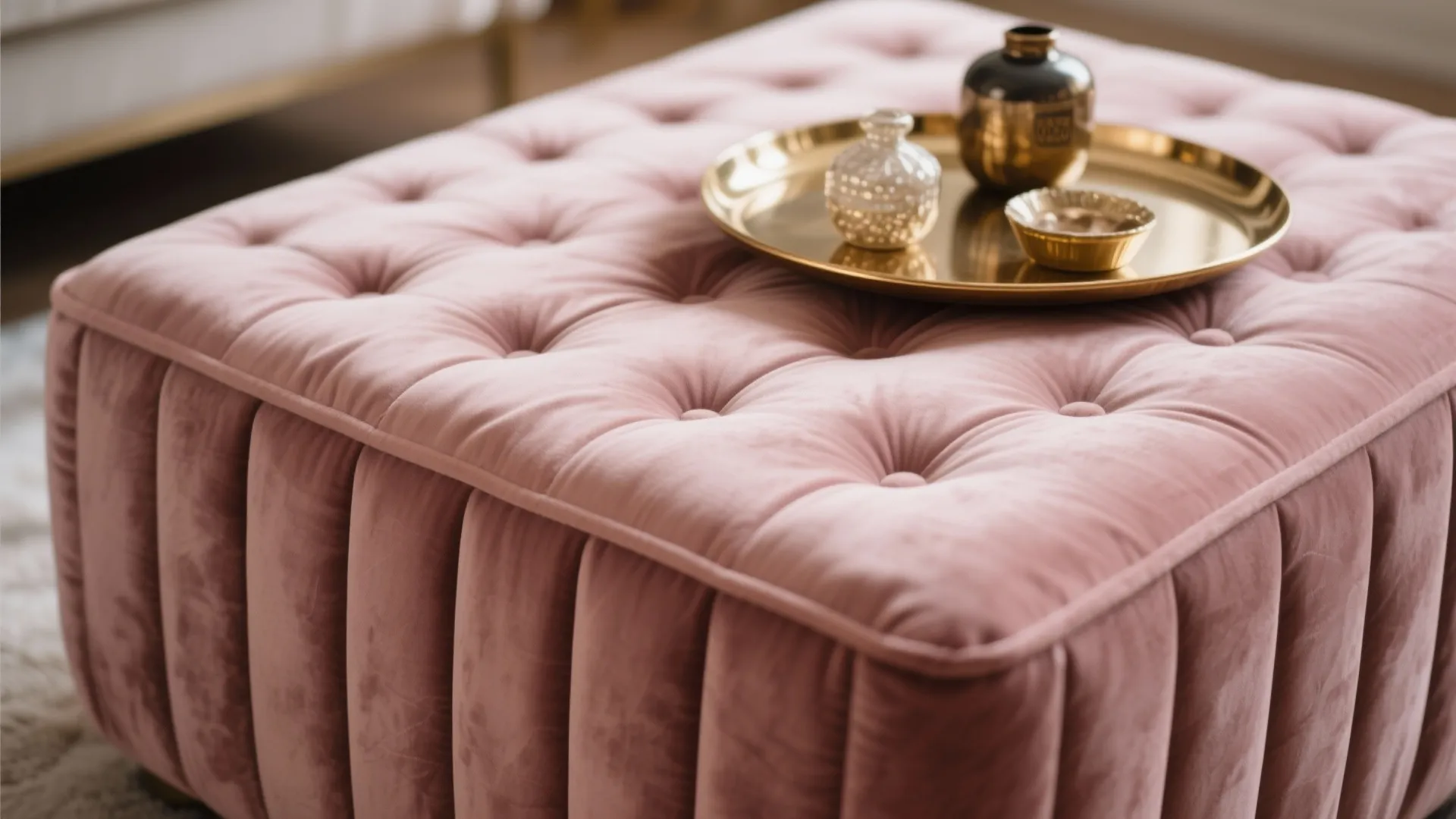 7. Velvet Ottoman in Dusty Rose
