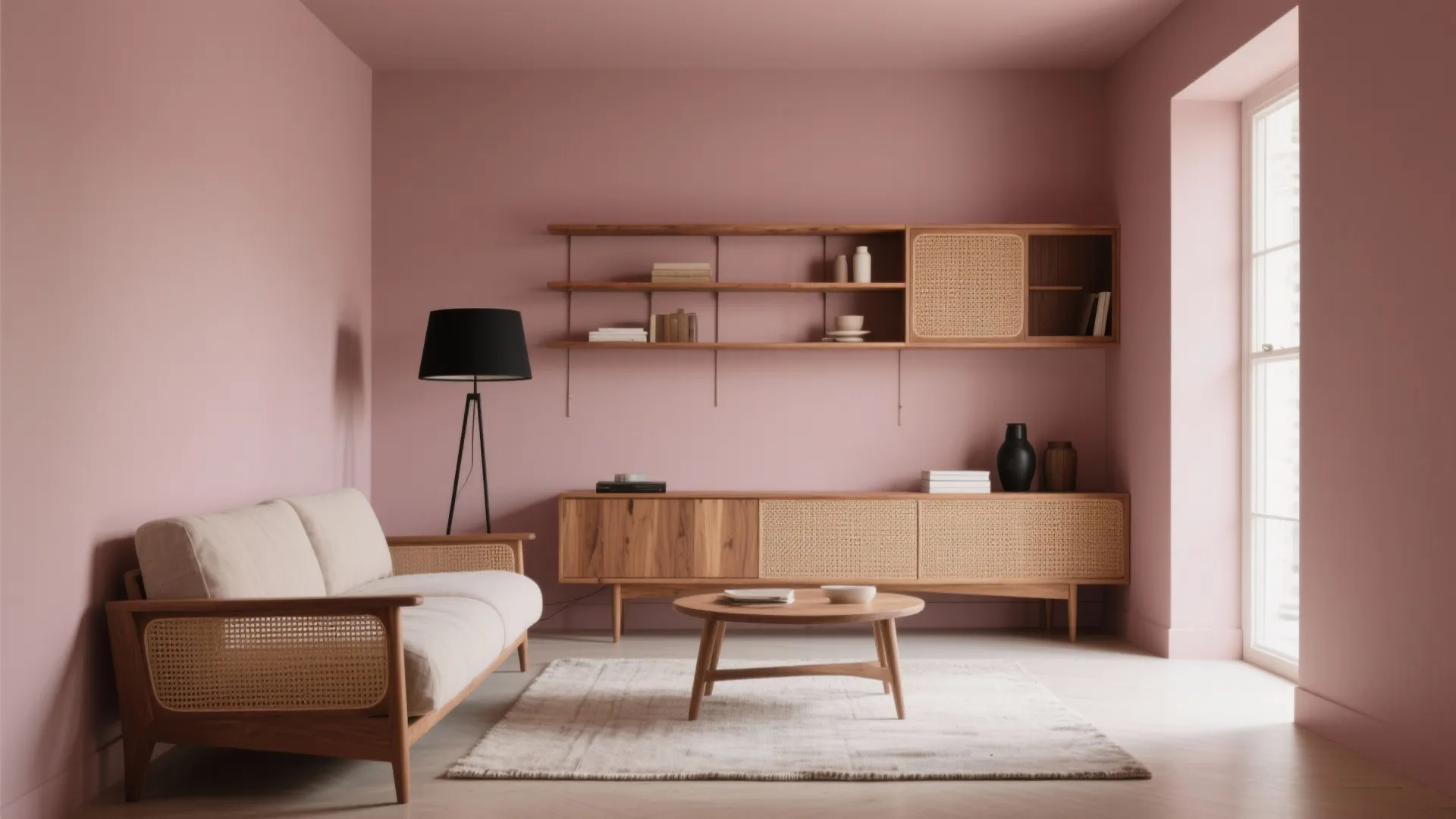 Dusty Rose + Warm Wood Tones