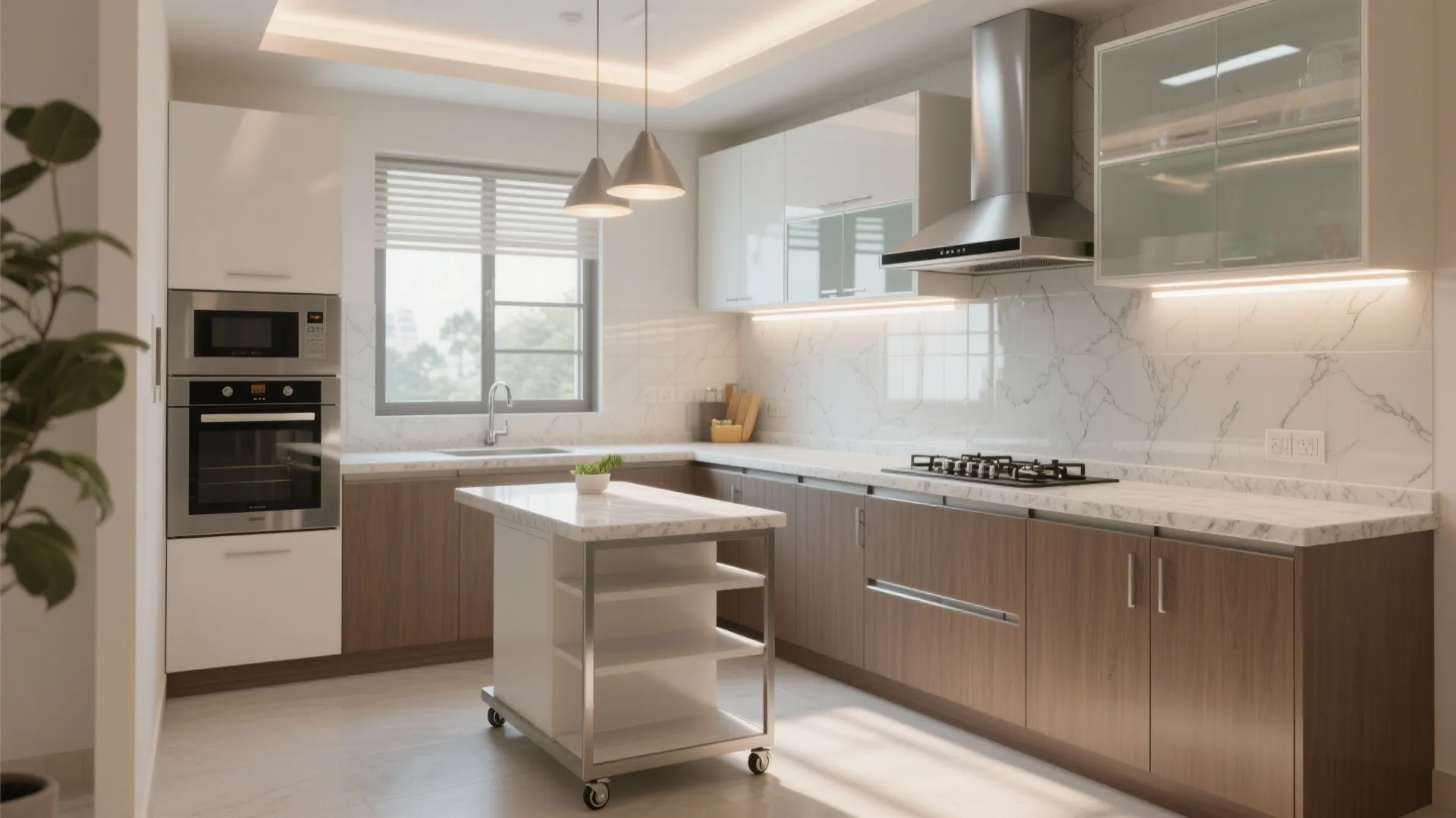 Bright, Breezy Modular Kitchen with Ventilated Zoning