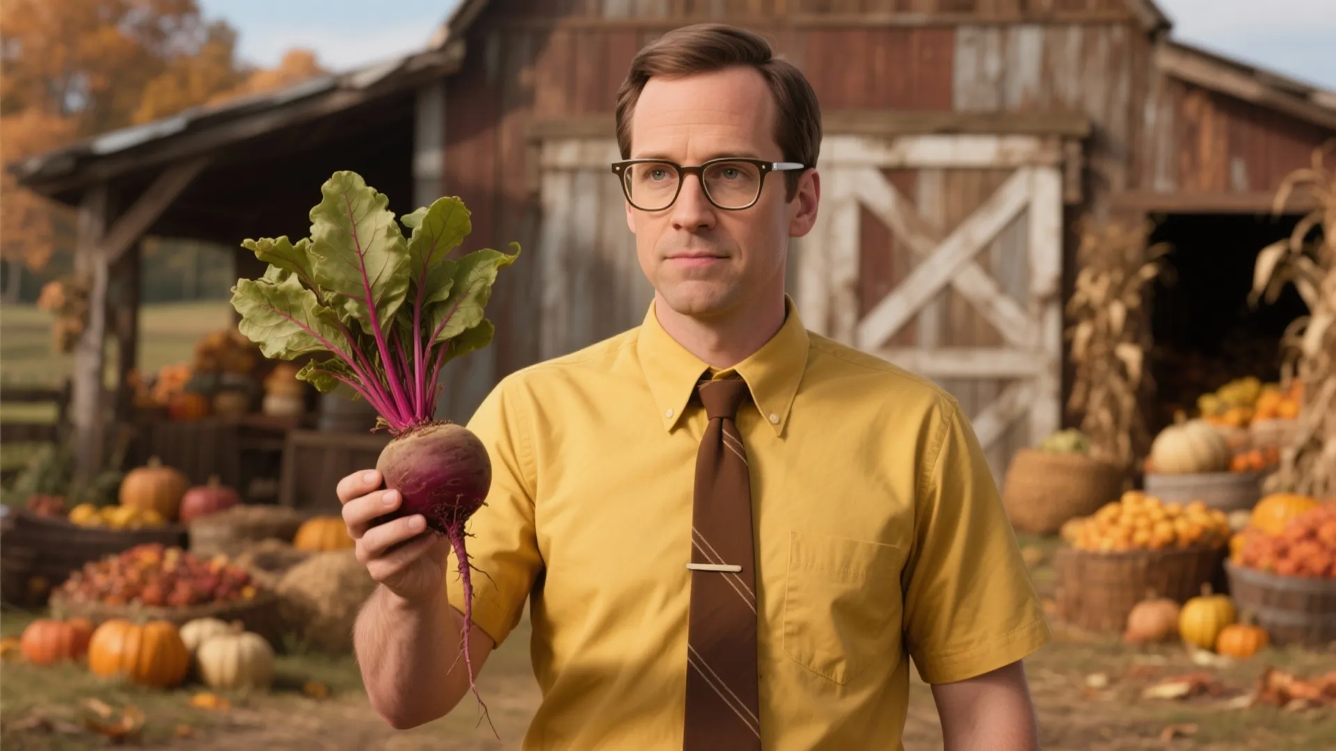 2. Dwight Schrute's Yellow Shirt & Beet Farm Vibe
