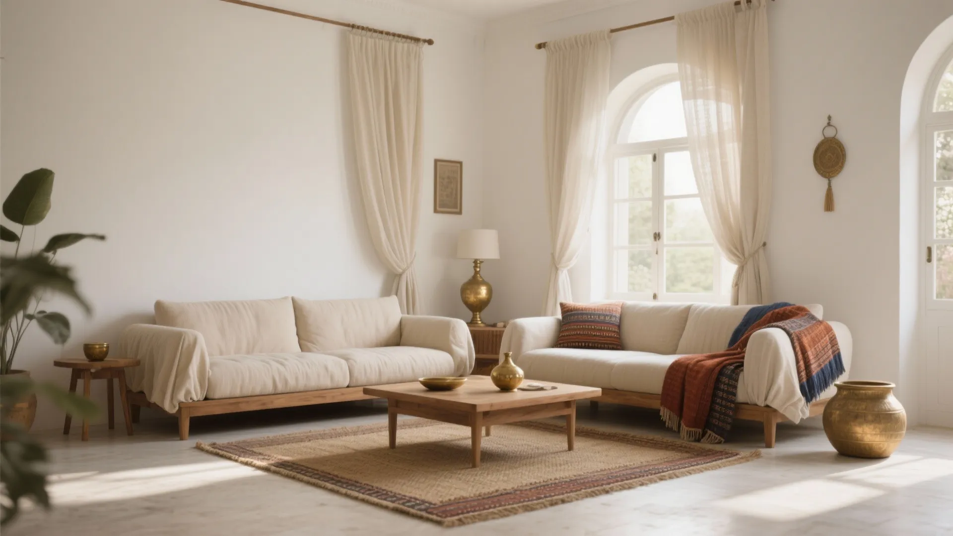 Light earth tones with breathable textiles