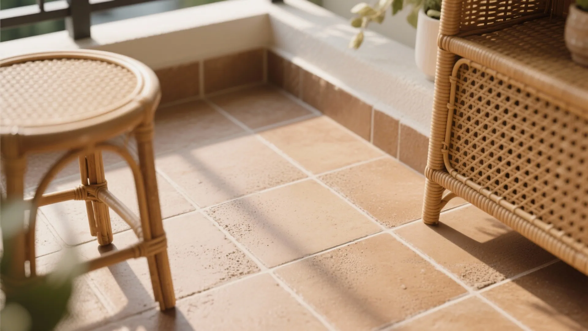 Earth-Tone Tiles and Cane Accents