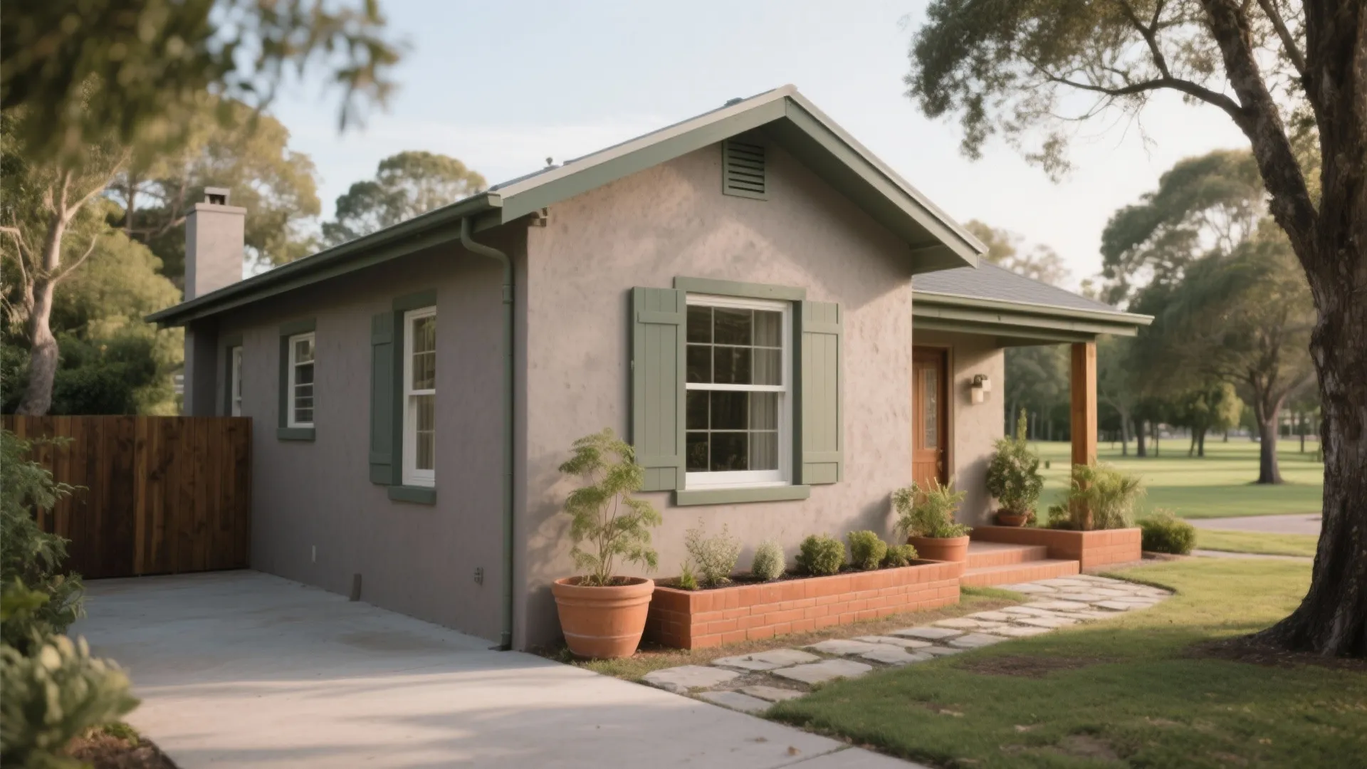 Earth-Toned Harmony: Taupe, Terracotta, and Olive with Landscape