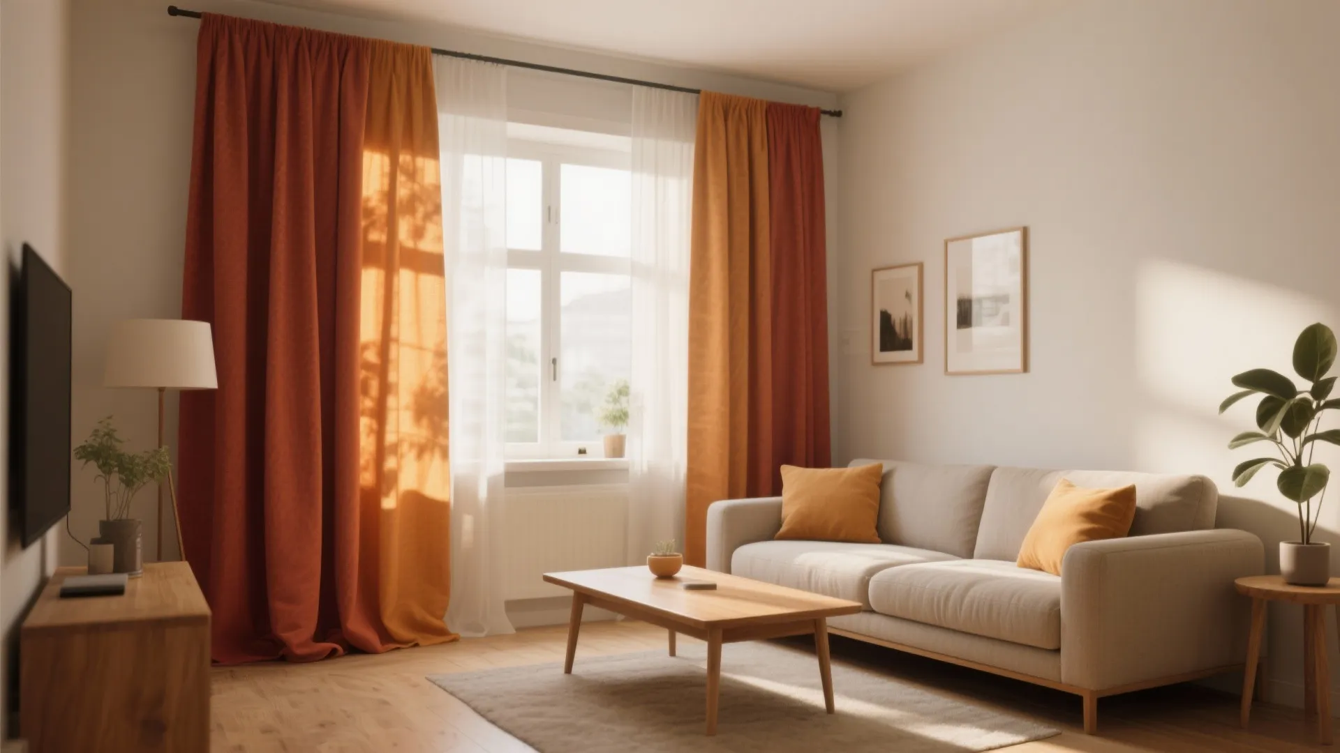 1. Earth-Tone Linen Curtains