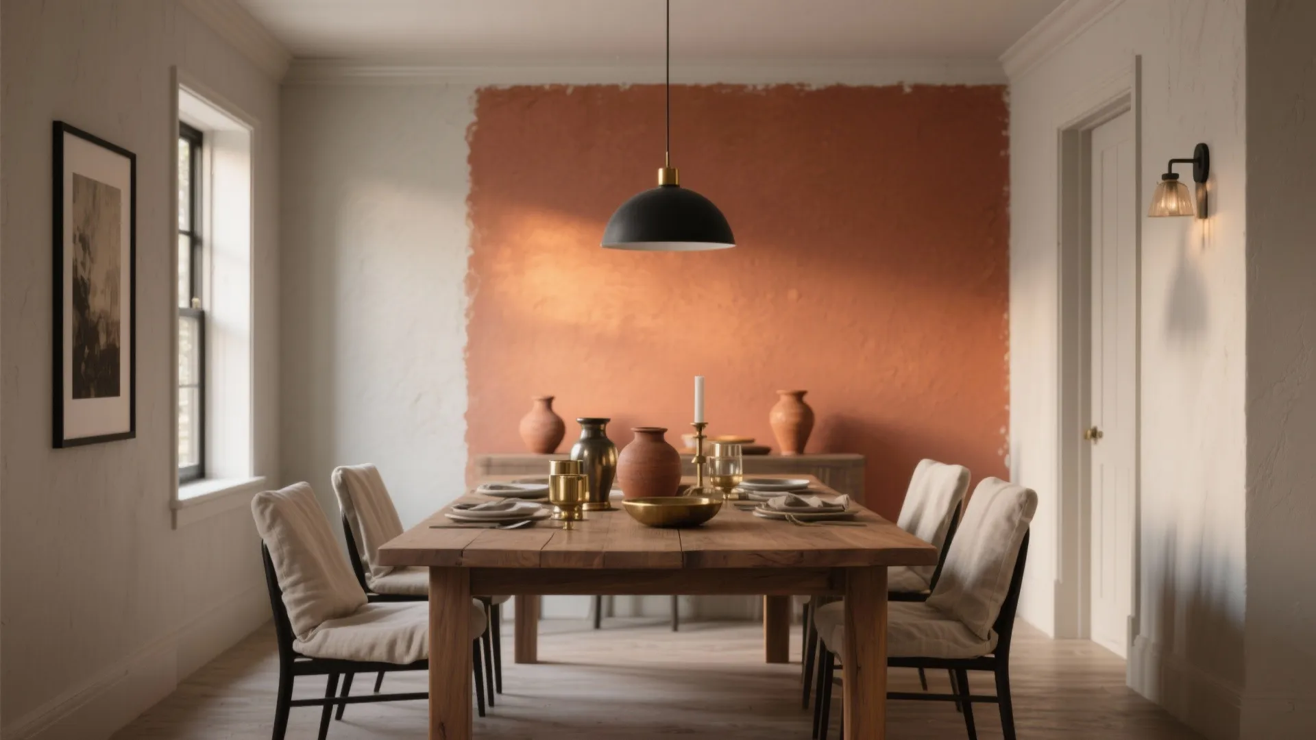 Earthy Neutrals with a Warm Accent