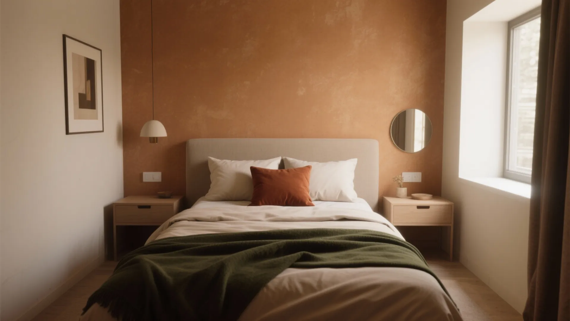 2. Earthy palette with one bold accent