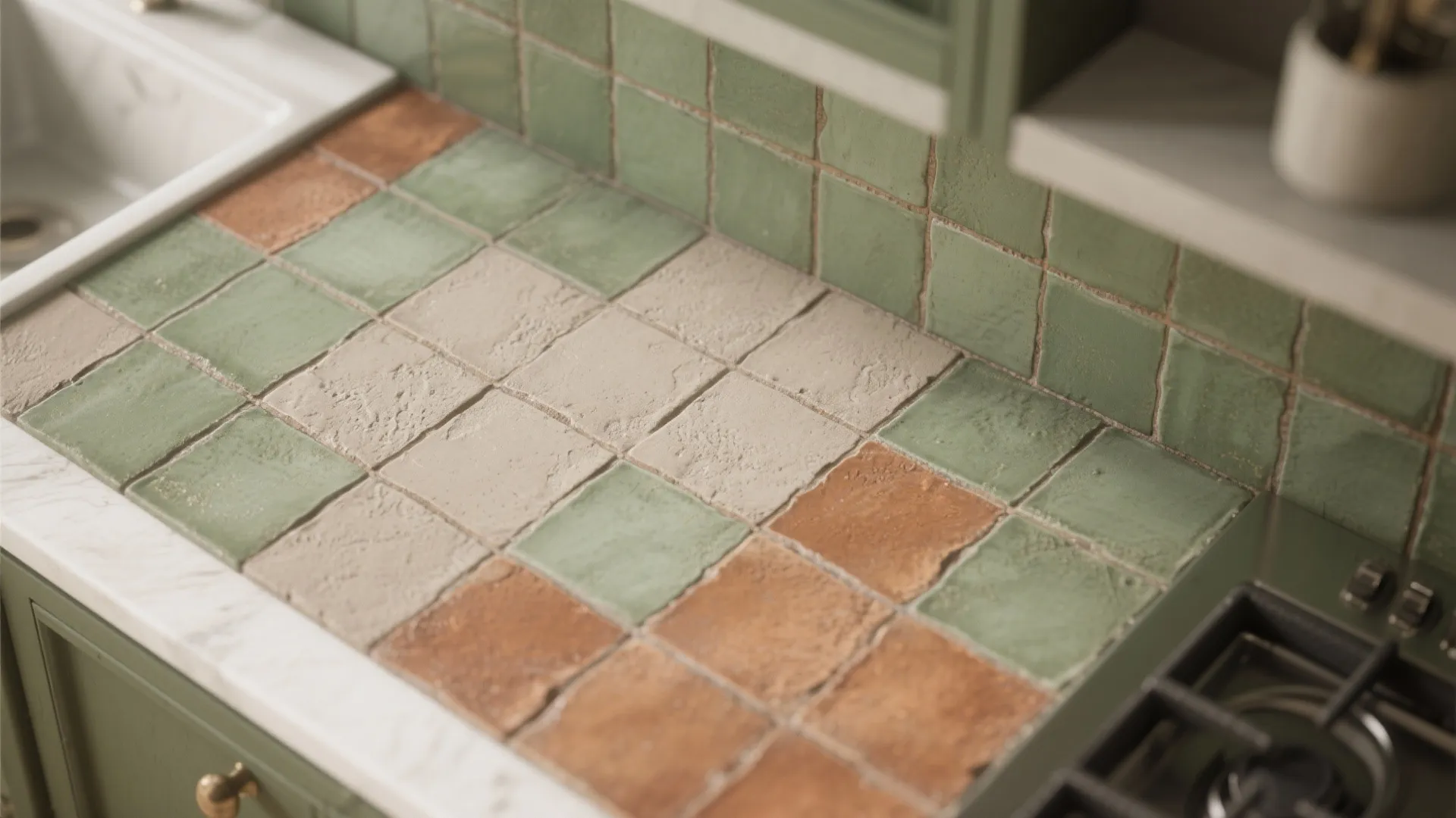 6. Earth-Toned Backsplash